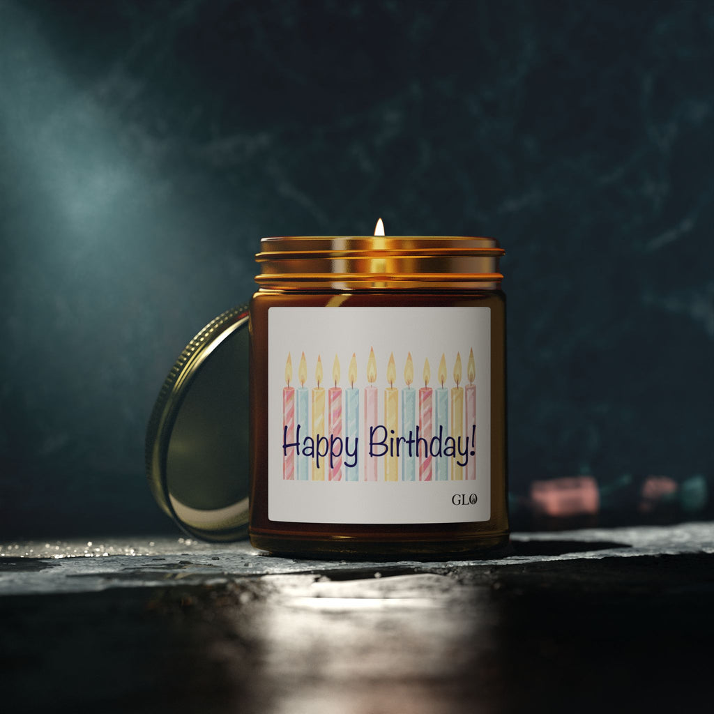 Glass Jar Candle | "Happy Birthday" with candles | 4oz or 9oz