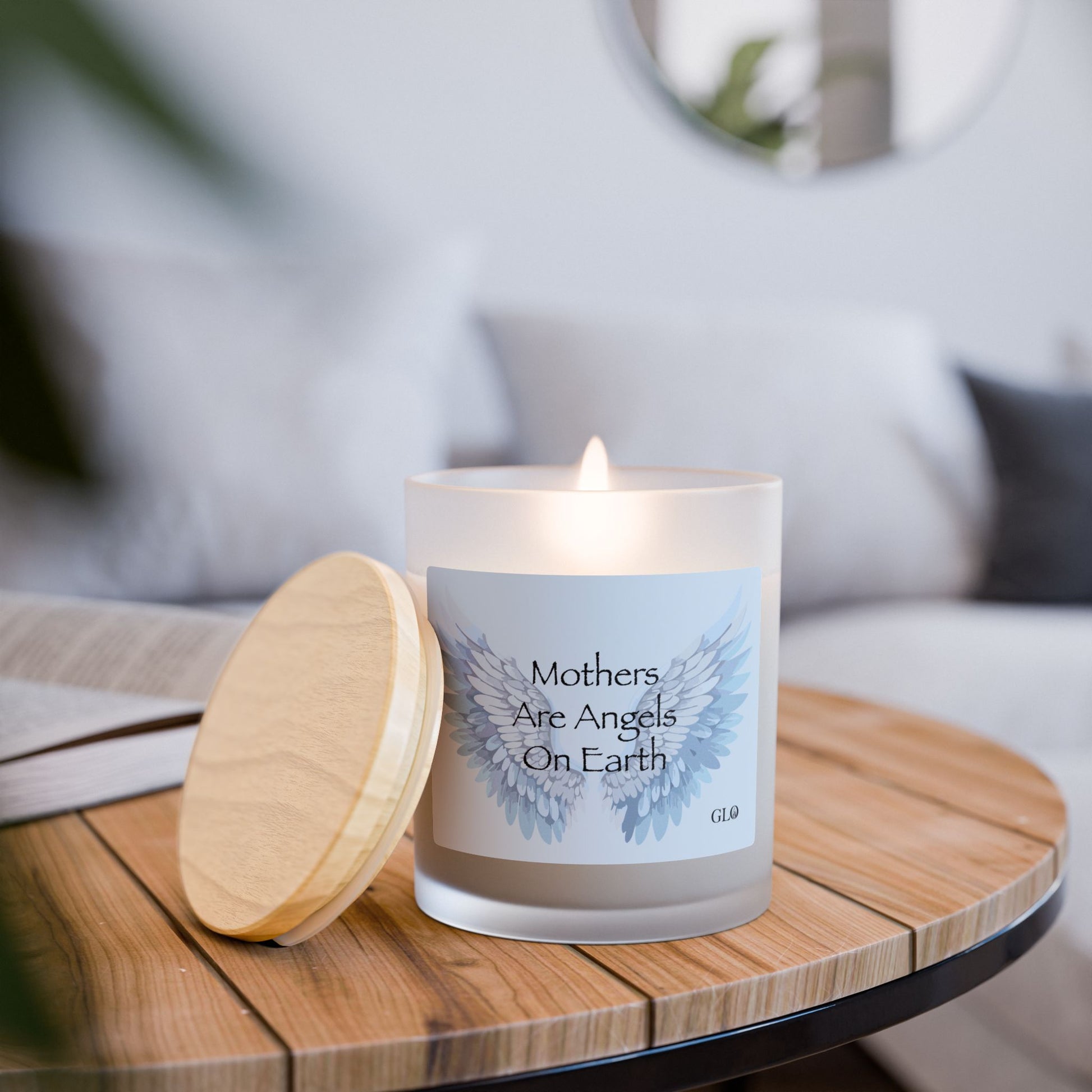Frosted Glass Candle | "Mothers are Angels on Earth" | 11oz