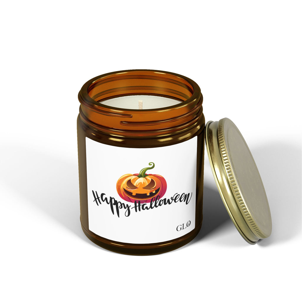 Glass Jar Candle | "Happy Halloween" with Jack-o-lantern | 4oz & 9oz