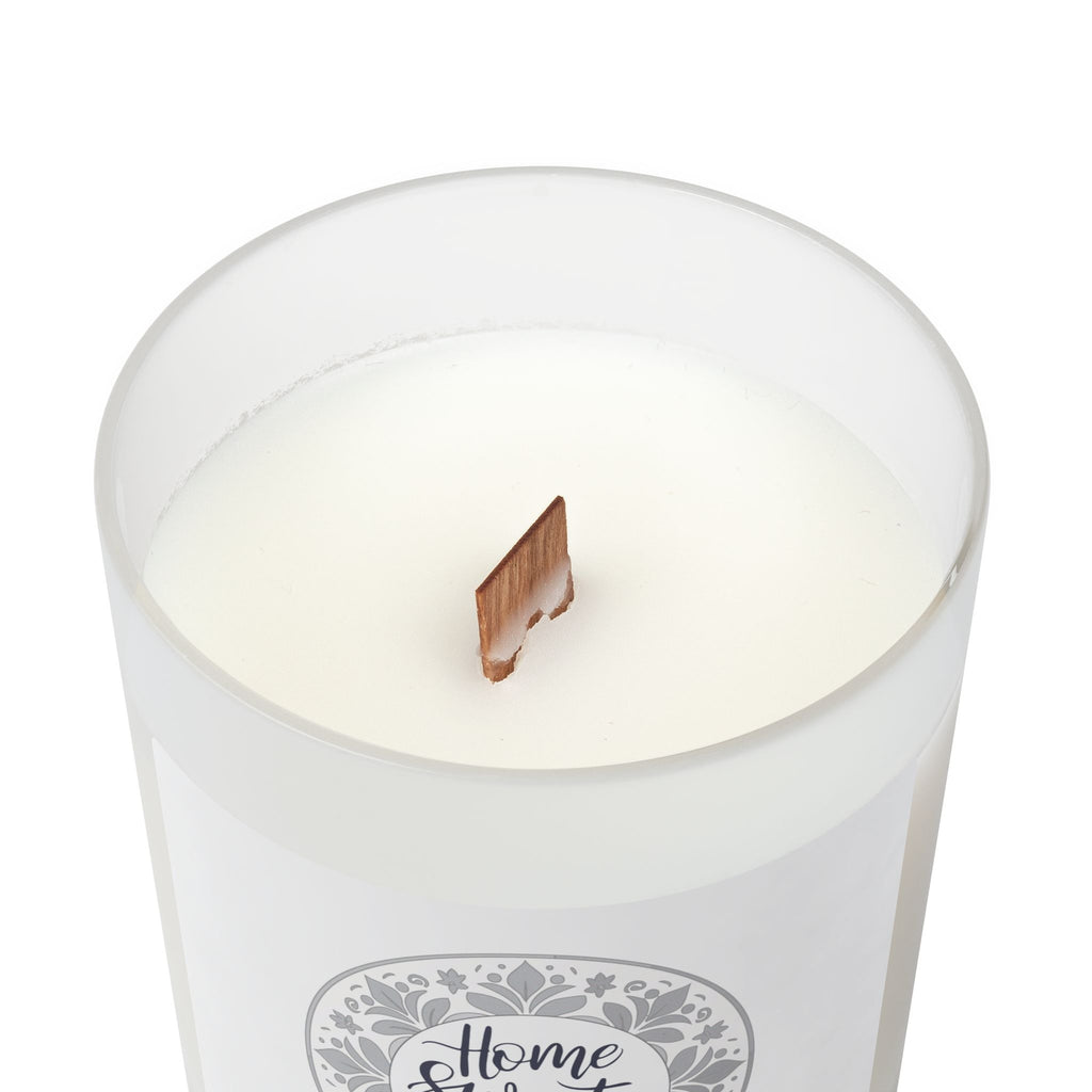 Frosted Glass Candle | "Home Sweet Home" with wreath | 11oz