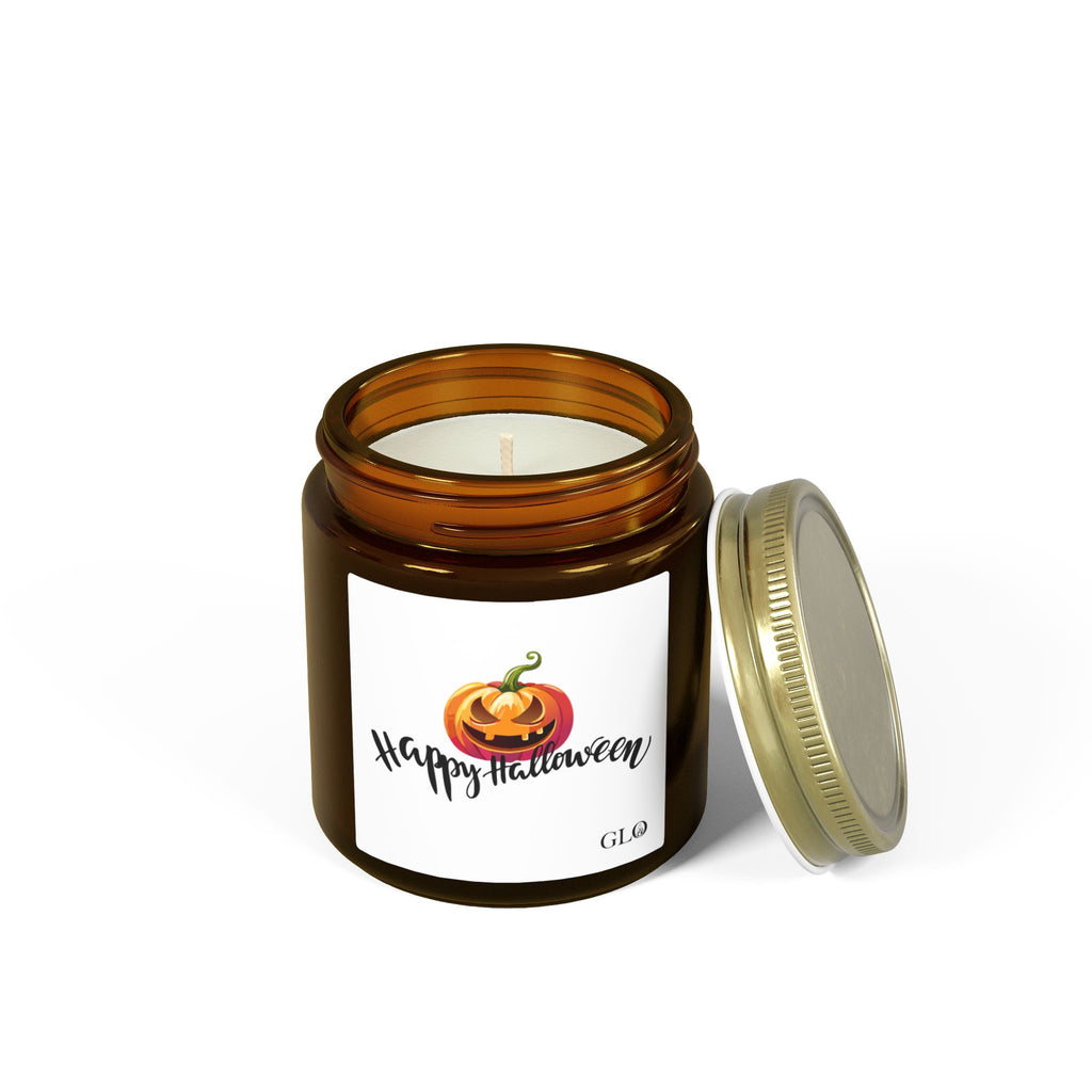 Glass Jar Candle | "Happy Halloween" with Jack-o-lantern | 4oz & 9oz