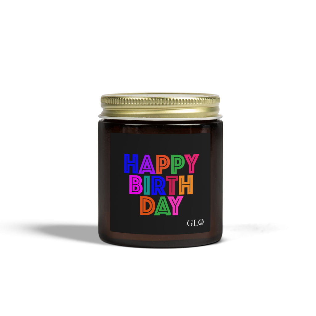 Glass Jar Candle | "Happy Birthday" on Black | 4oz/9oz