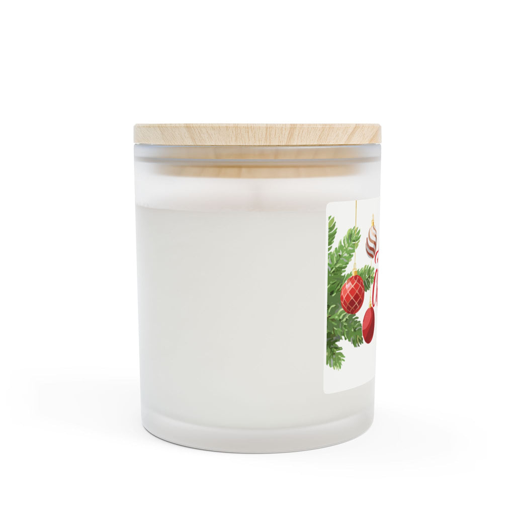 Frosted Glass Candle | "Merry Christmas" with ornaments | 11oz