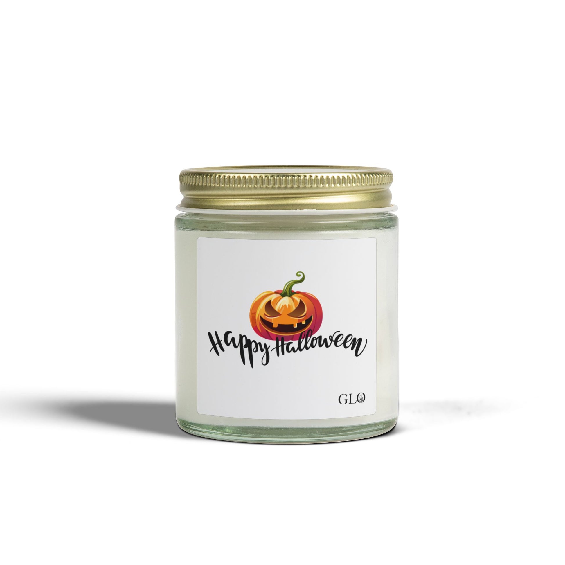 Glass Jar Candle | "Happy Halloween" with Jack-o-lantern | 4oz & 9oz