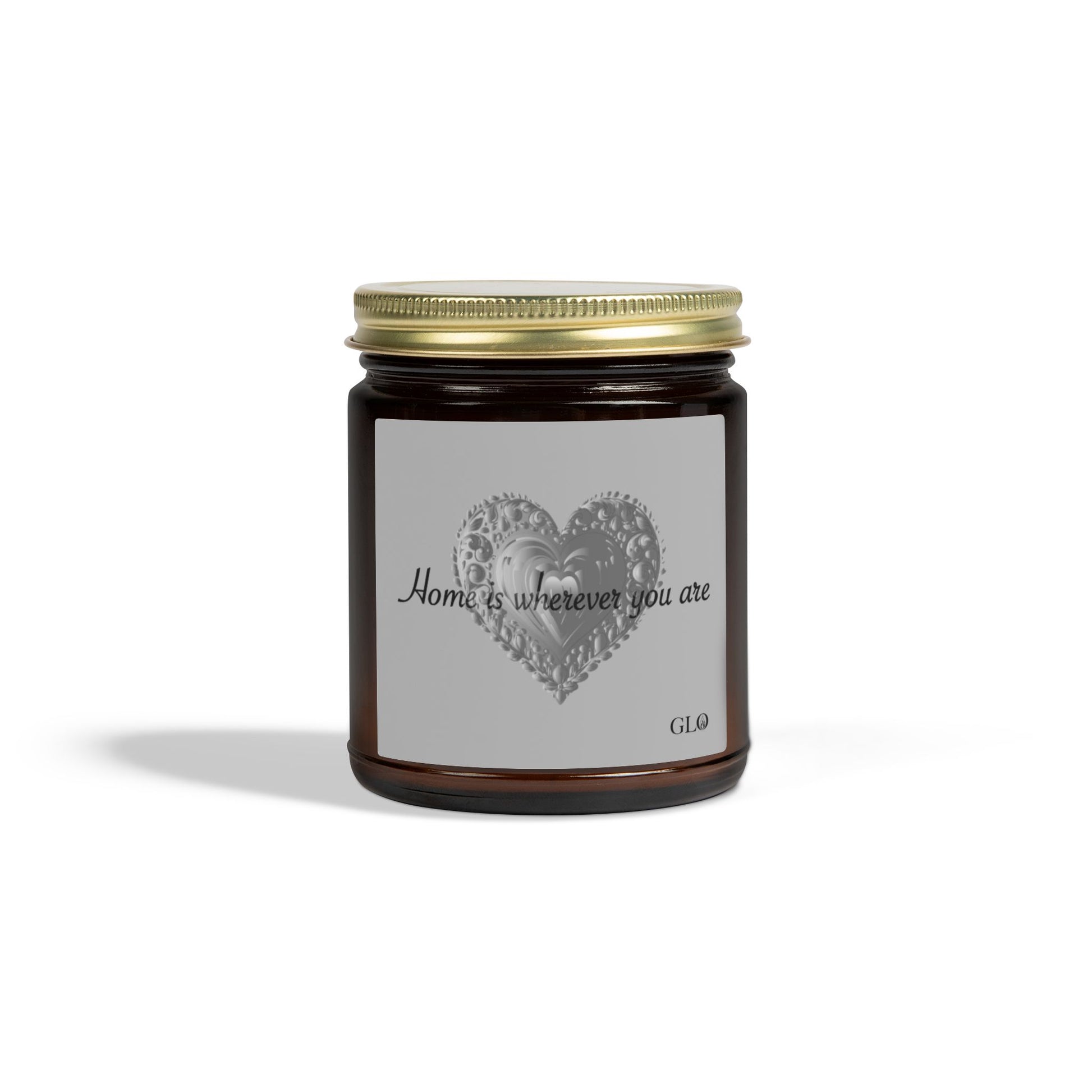 Glass Jar Candle | "Home is Wherever You Are" on Gray | 4oz & 9oz