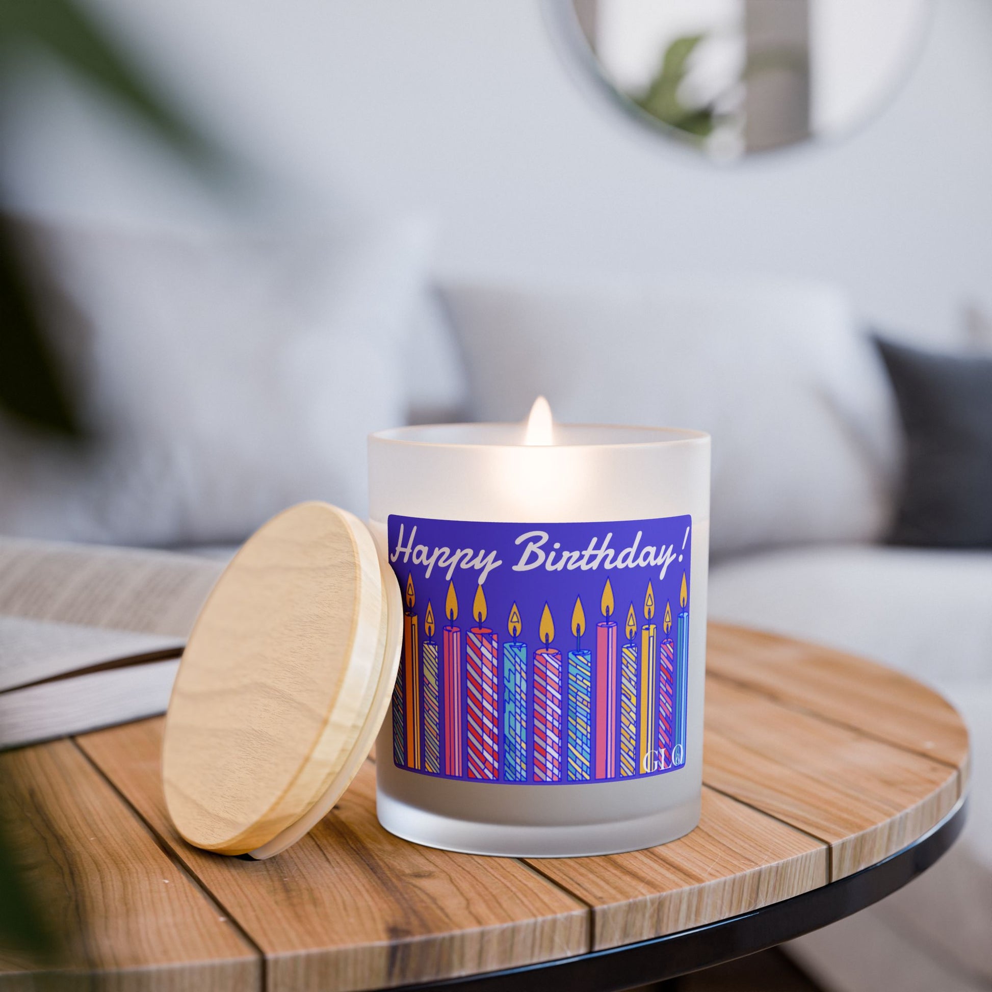 Frosted Glass Candle | "Happy Birthday" with candles | 11oz