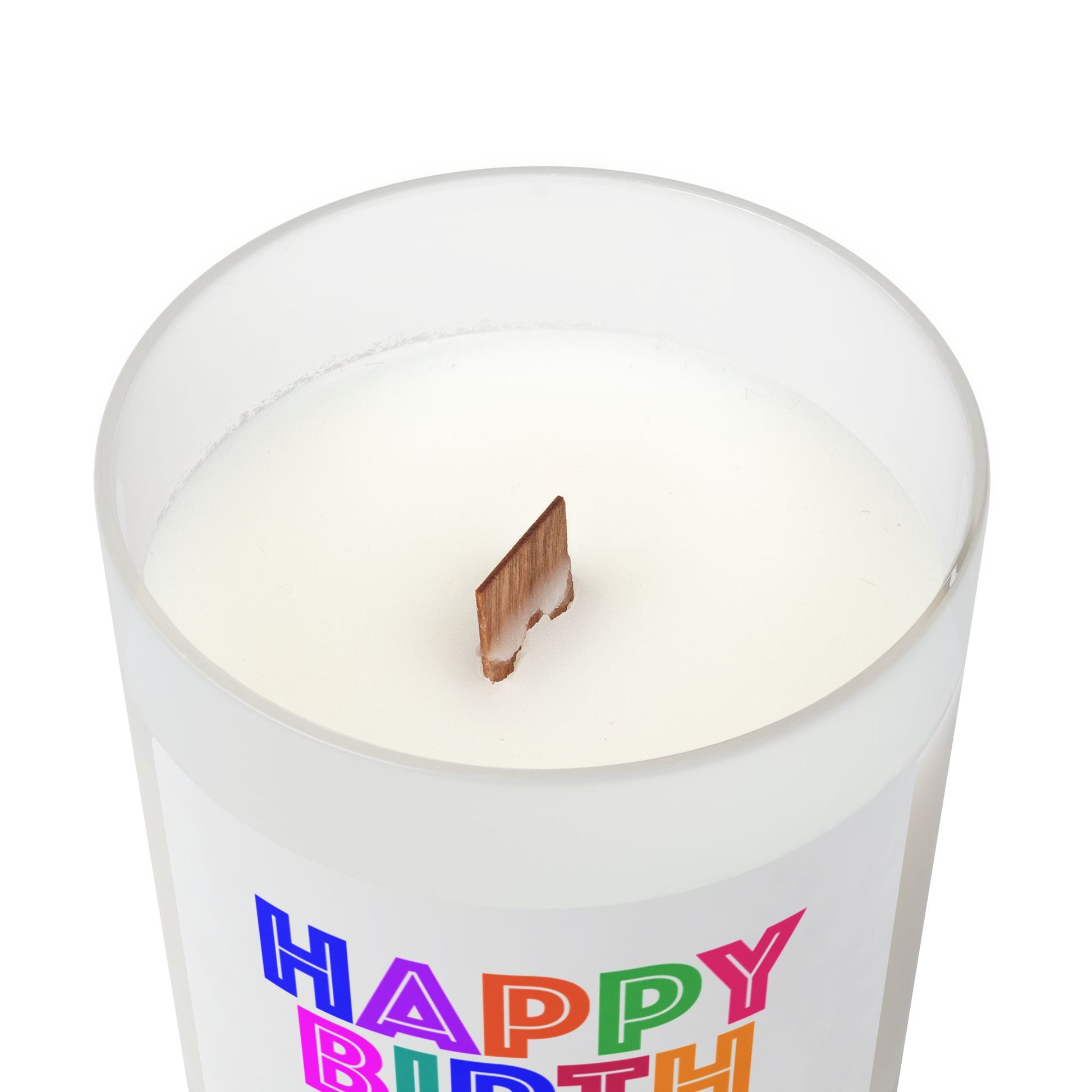 Frosted Glass Candle | "Happy Birthday" on white | 11oz