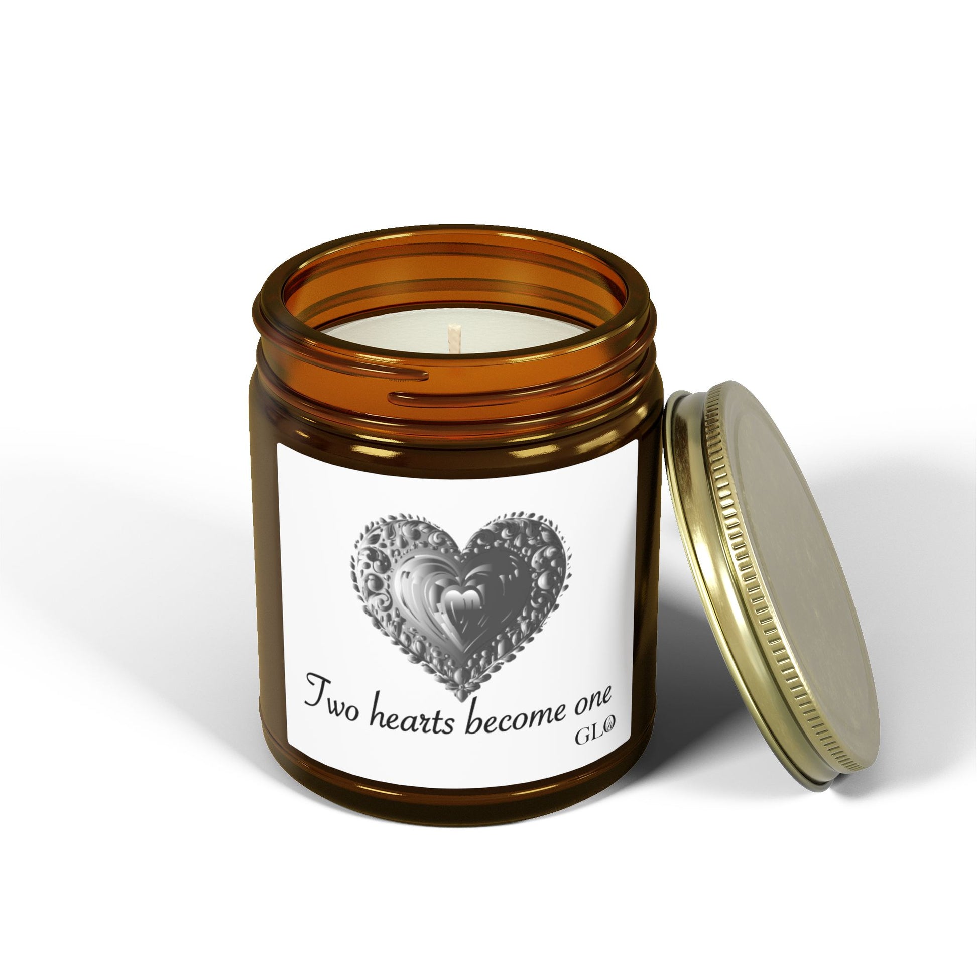 Glass Jar Candle | "Two Hearts Become One" |  4oz & 9oz