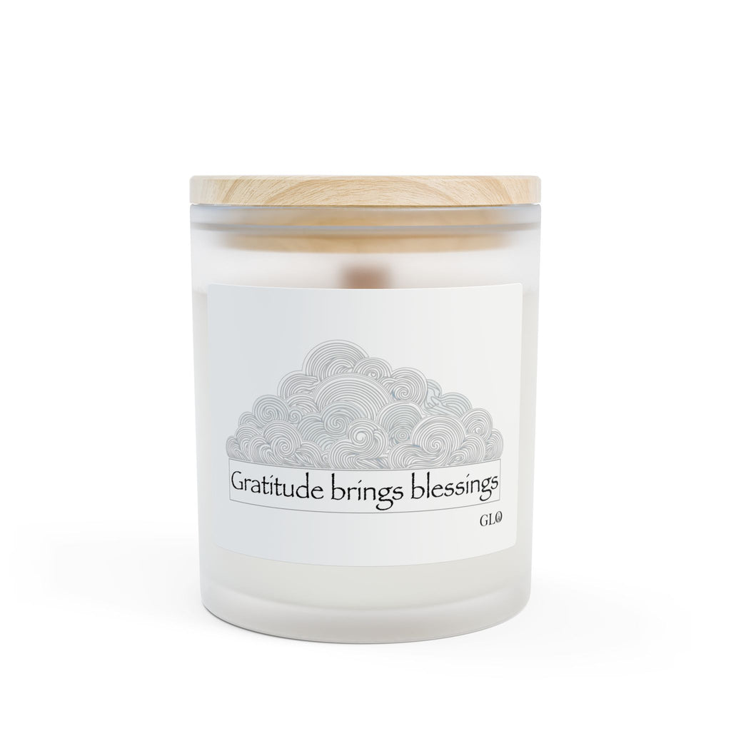 Frosted Glass Candle | "Gratitude Brings Blessings" | 11oz