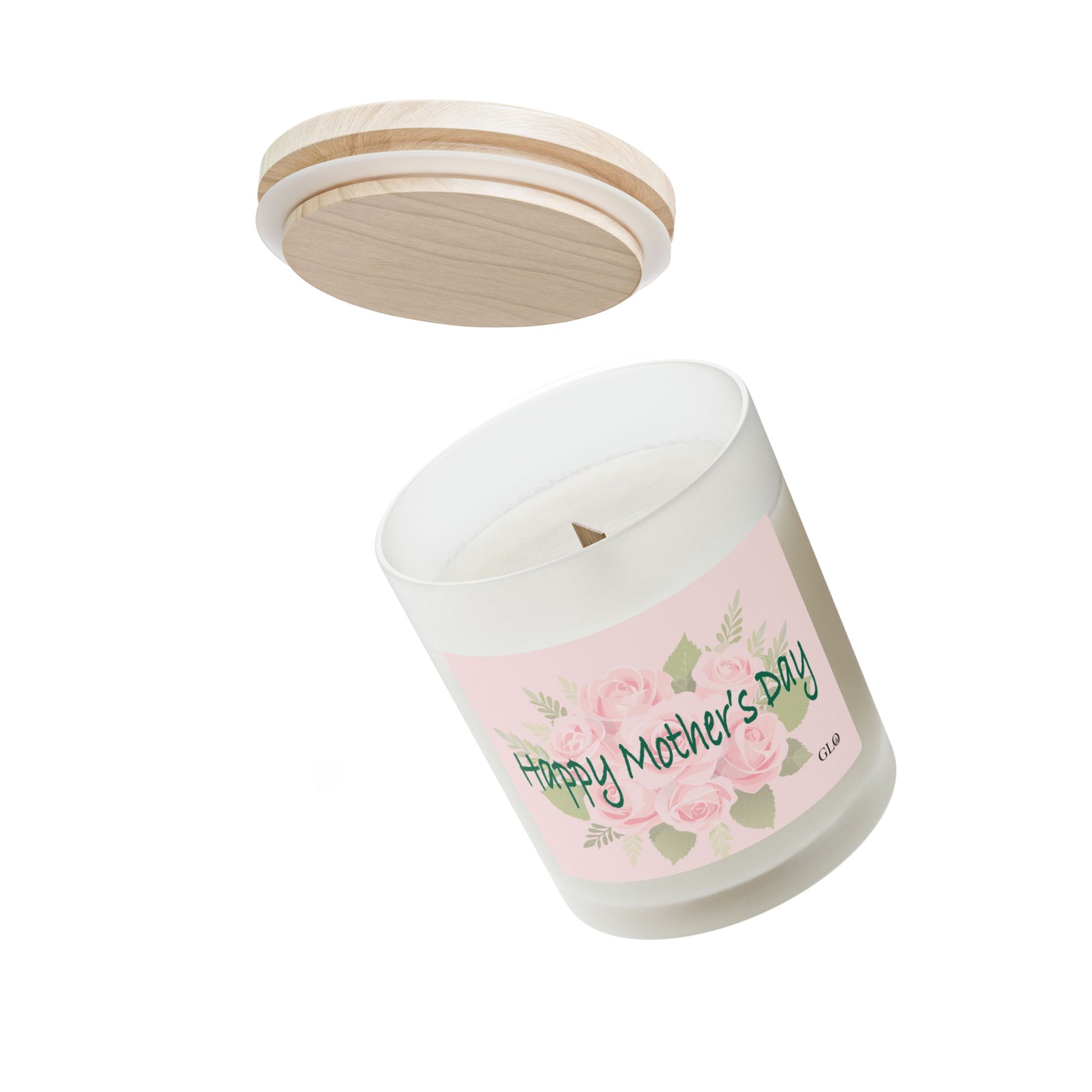 Frosted Glass Candle | "Happy Mother's Day" with pink roses | 11oz