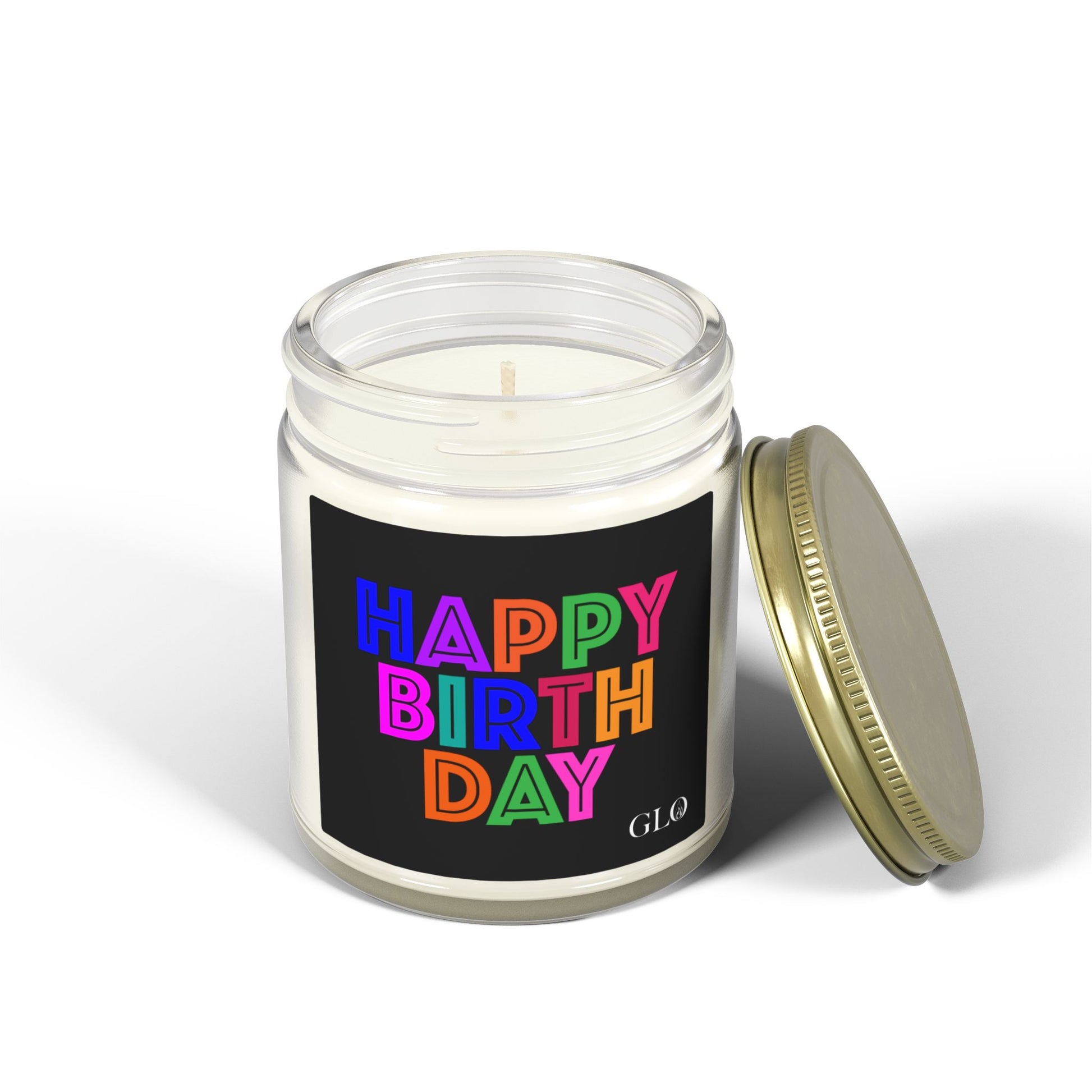 Glass Jar Candle | "Happy Birthday" on Black | 4oz/9oz