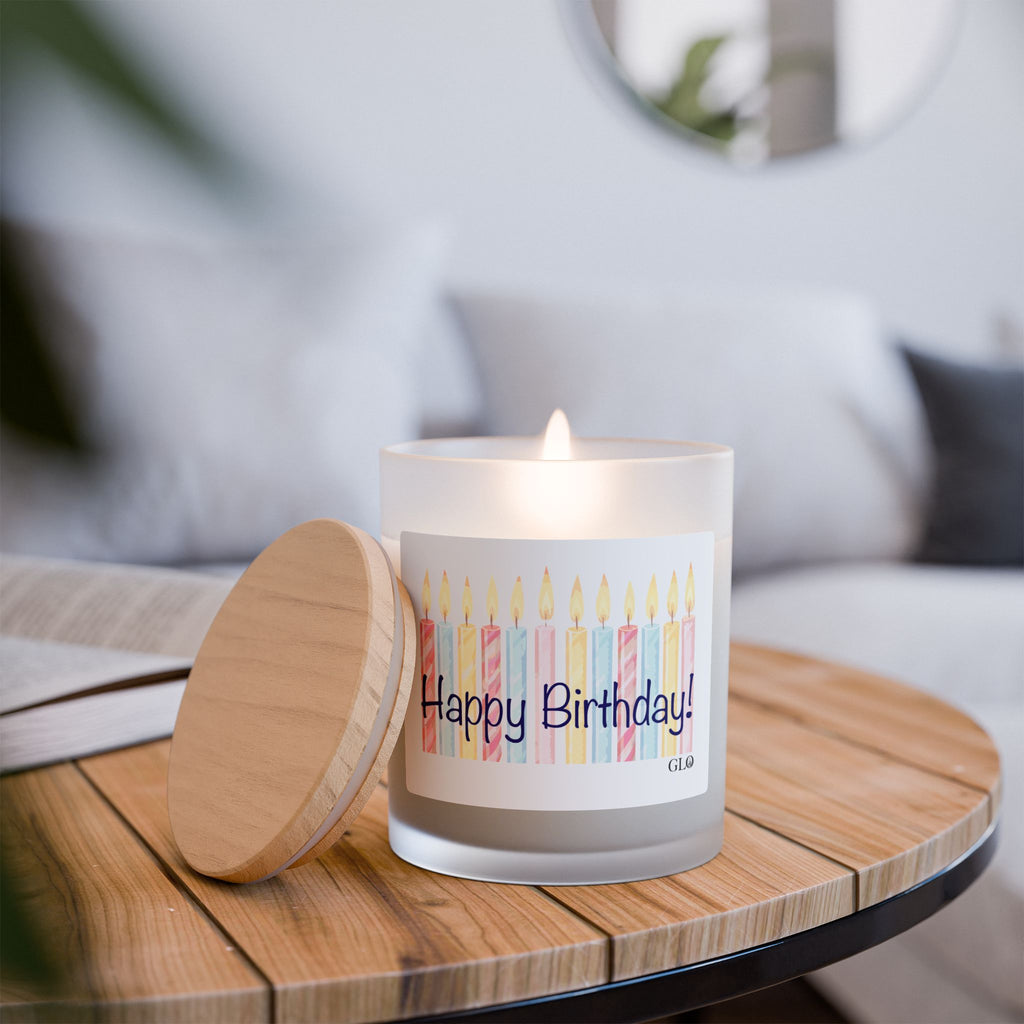 Frosted Glass Candle | 'Happy Birthday' Candles