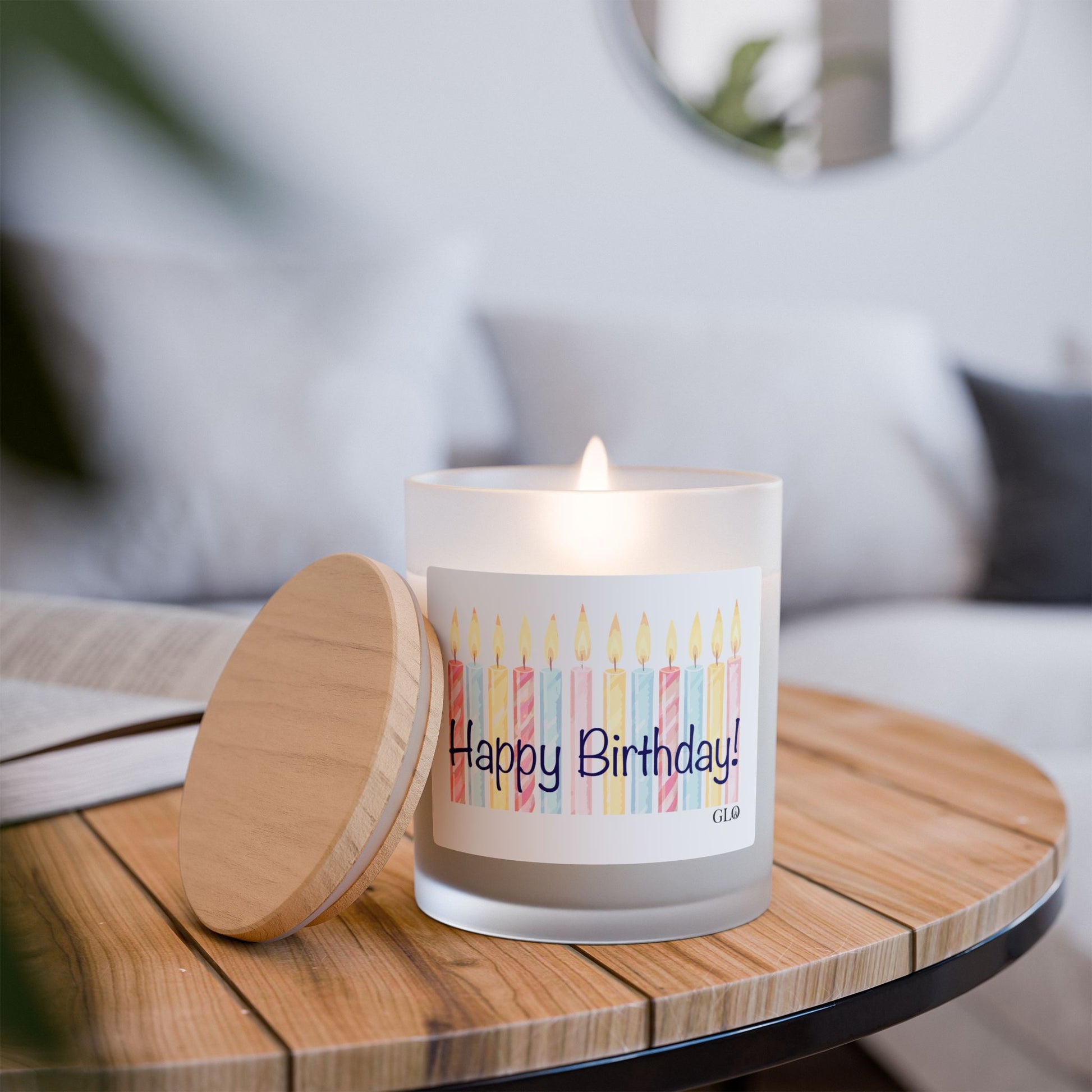 Frosted Glass Candle | 'Happy Birthday' Candles
