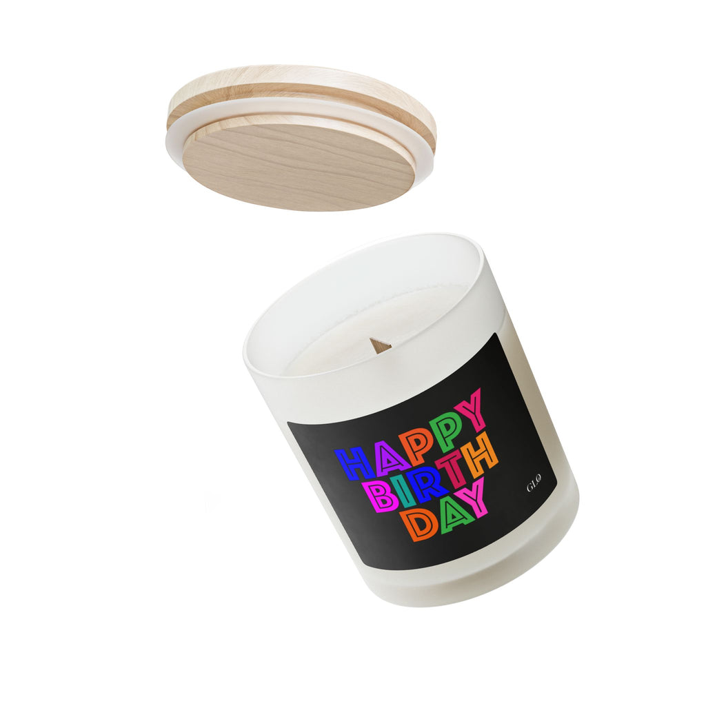 Frosted Glass Candle | "Happy Birthday" on black | 11oz