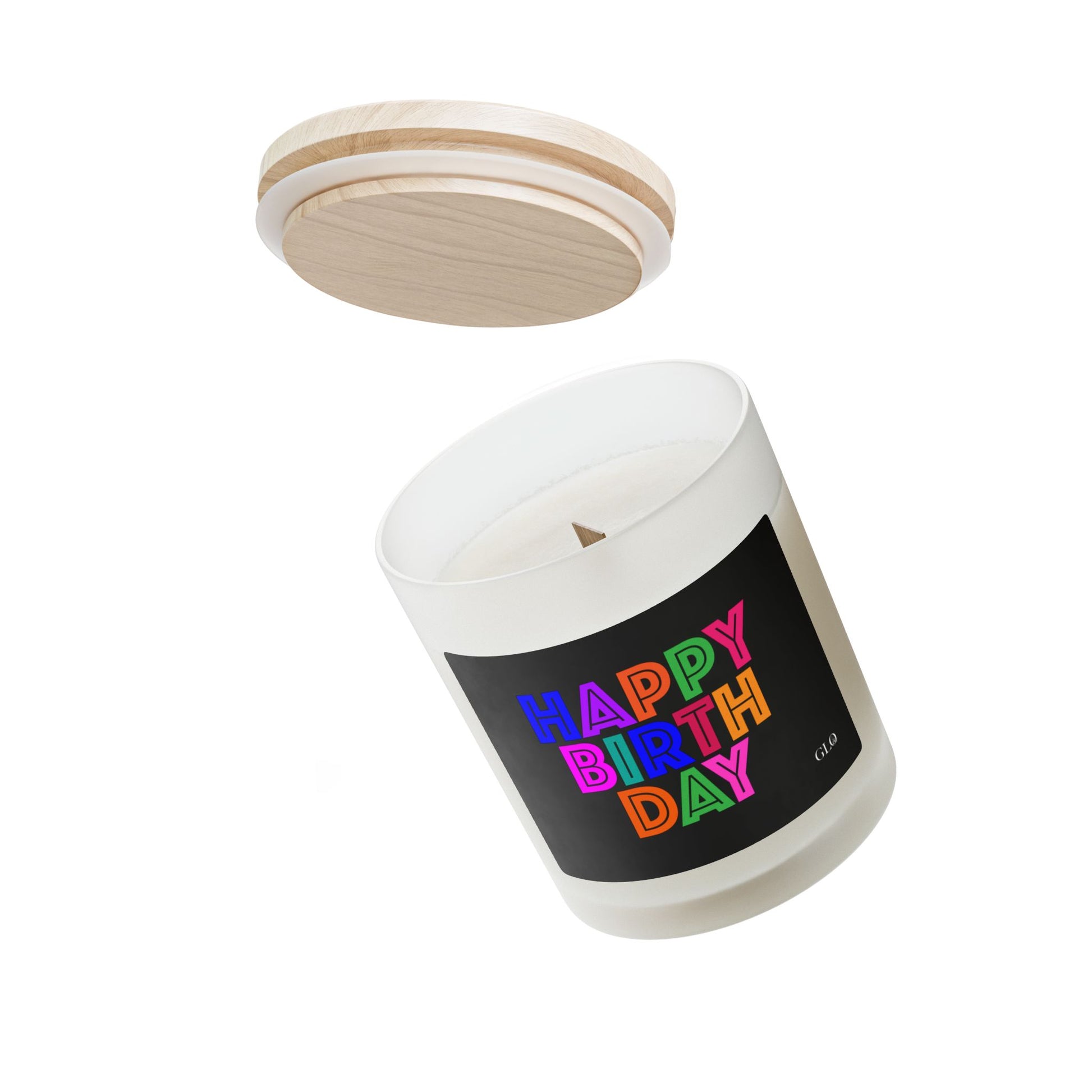 Frosted Glass Candle | "Happy Birthday" on black | 11oz