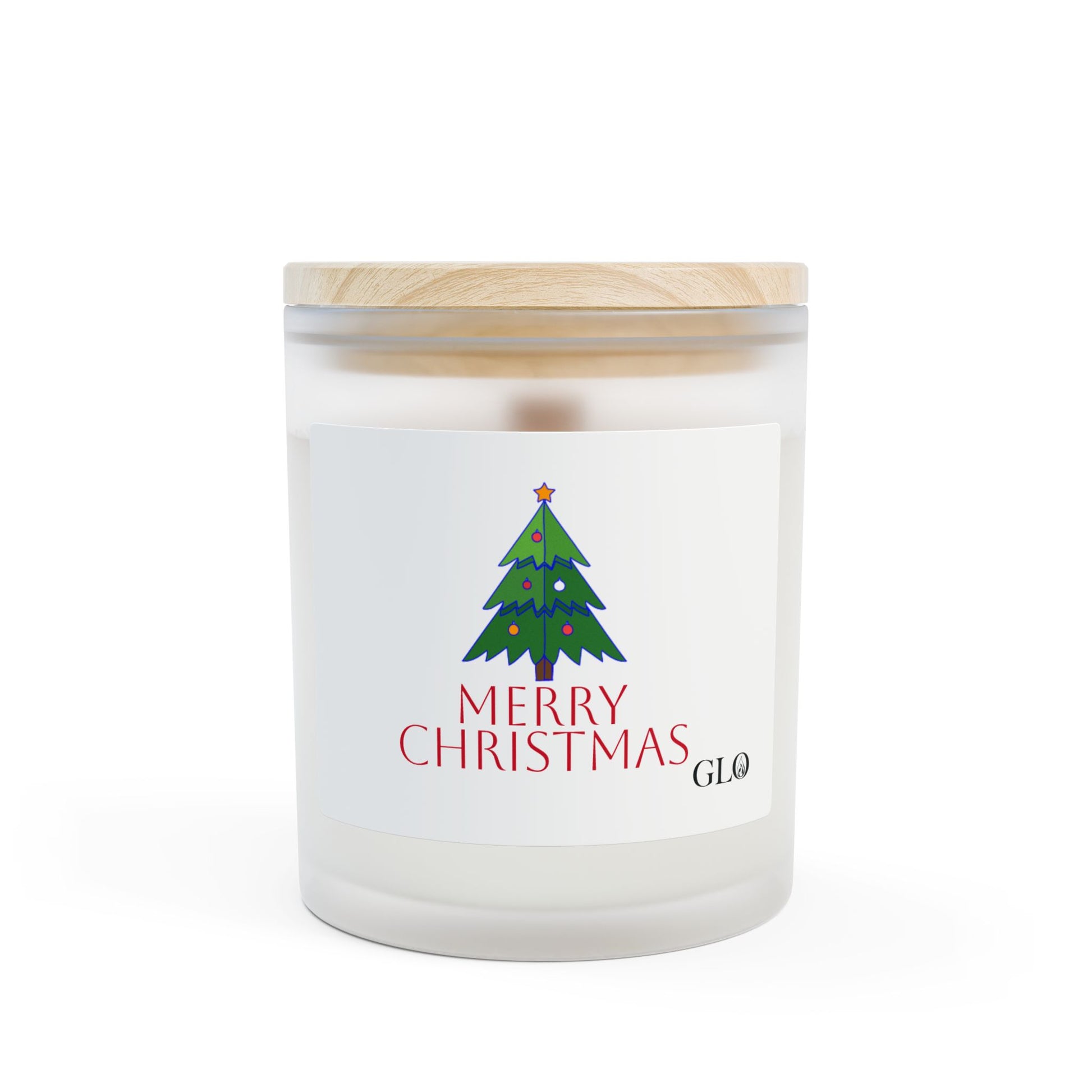 Frosted Glass Candle | "Merry Christmas" with tree | 11 oz
