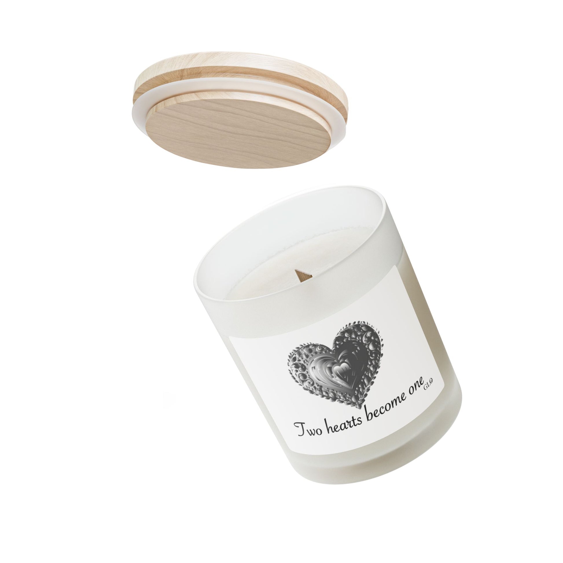 Frosted Glass Candle | "Two Hearts Become One" | 11oz