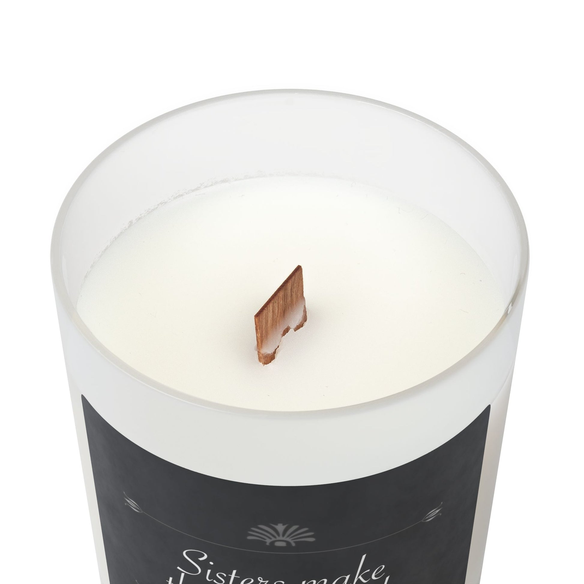 Frosted Glass Candle | "Sisters Make The Best Friends" (elegant) | 11oz