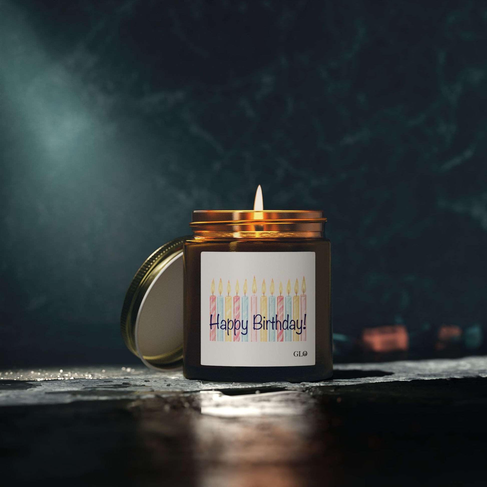 Glass Jar Candle | "Happy Birthday" with candles | 4oz or 9oz