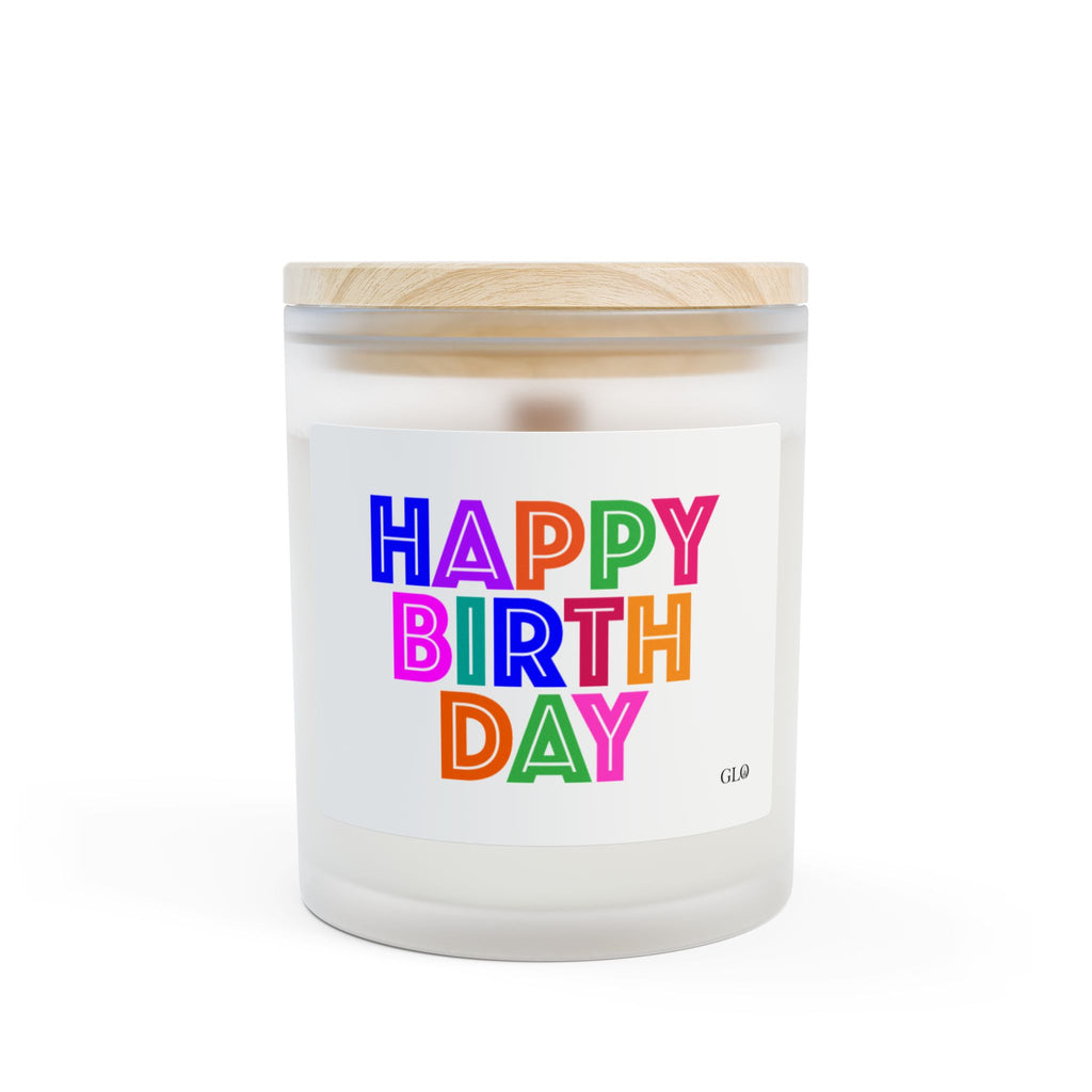 Frosted Glass Candle | "Happy Birthday" on white | 11oz
