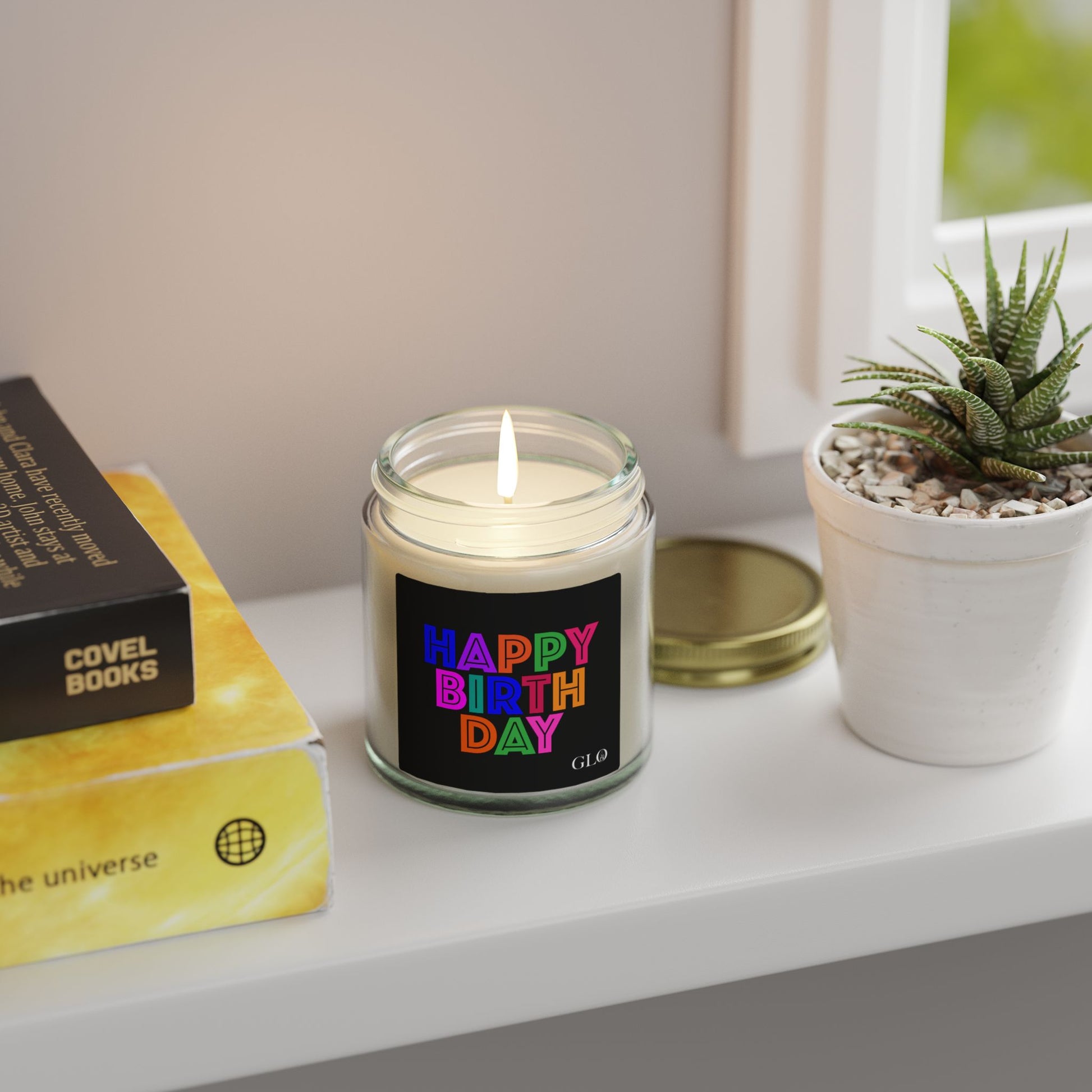 Glass Jar Candle | "Happy Birthday" on Black | 4oz/9oz
