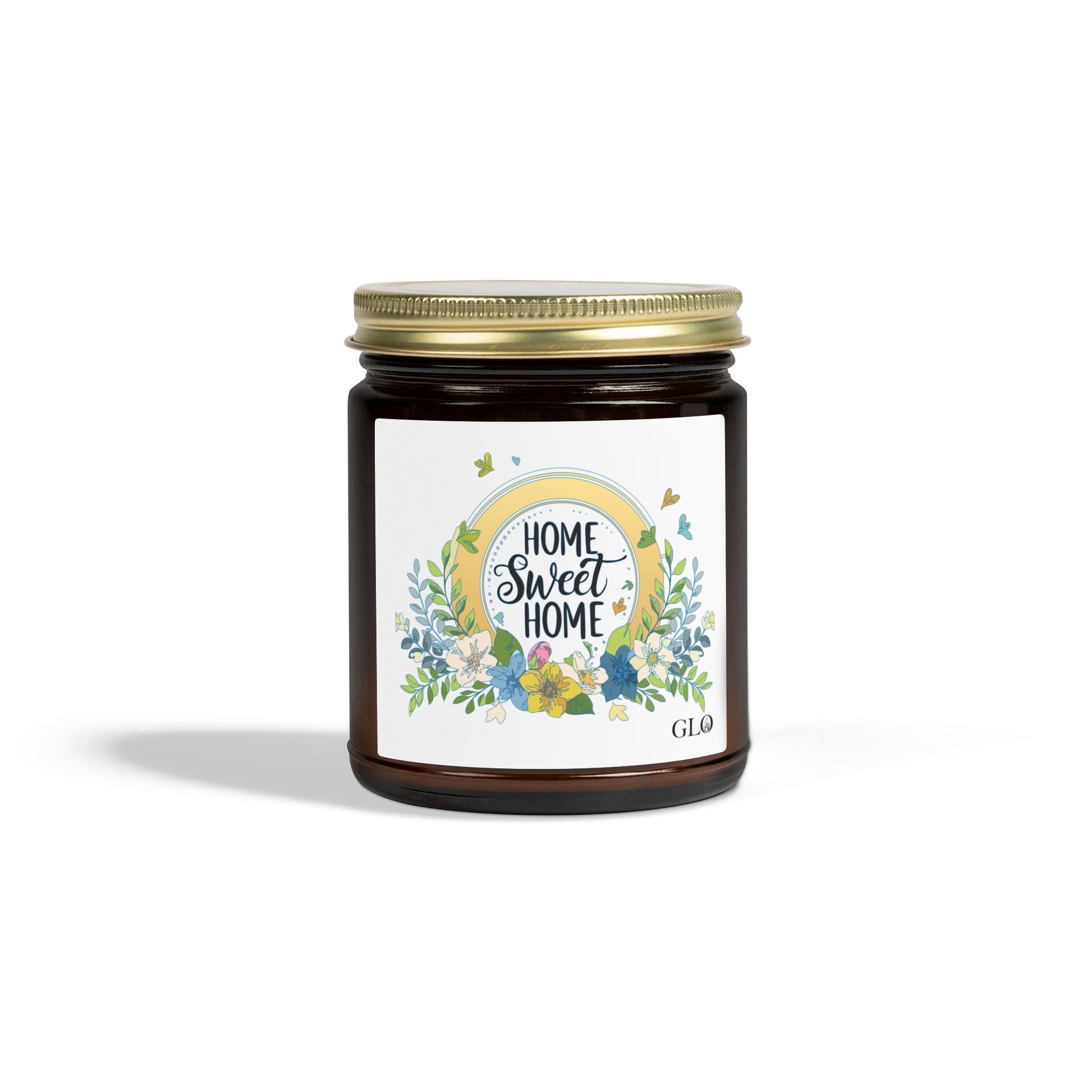 Glass Jar Candle | "Home Sweet Home" with flowers | 4oz & 9oz