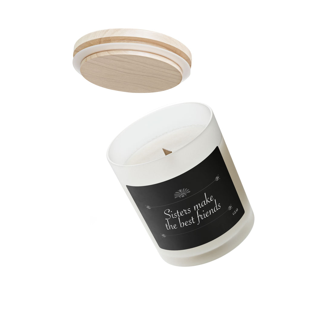 Frosted Glass Candle | "Sisters Make The Best Friends" (elegant) | 11oz