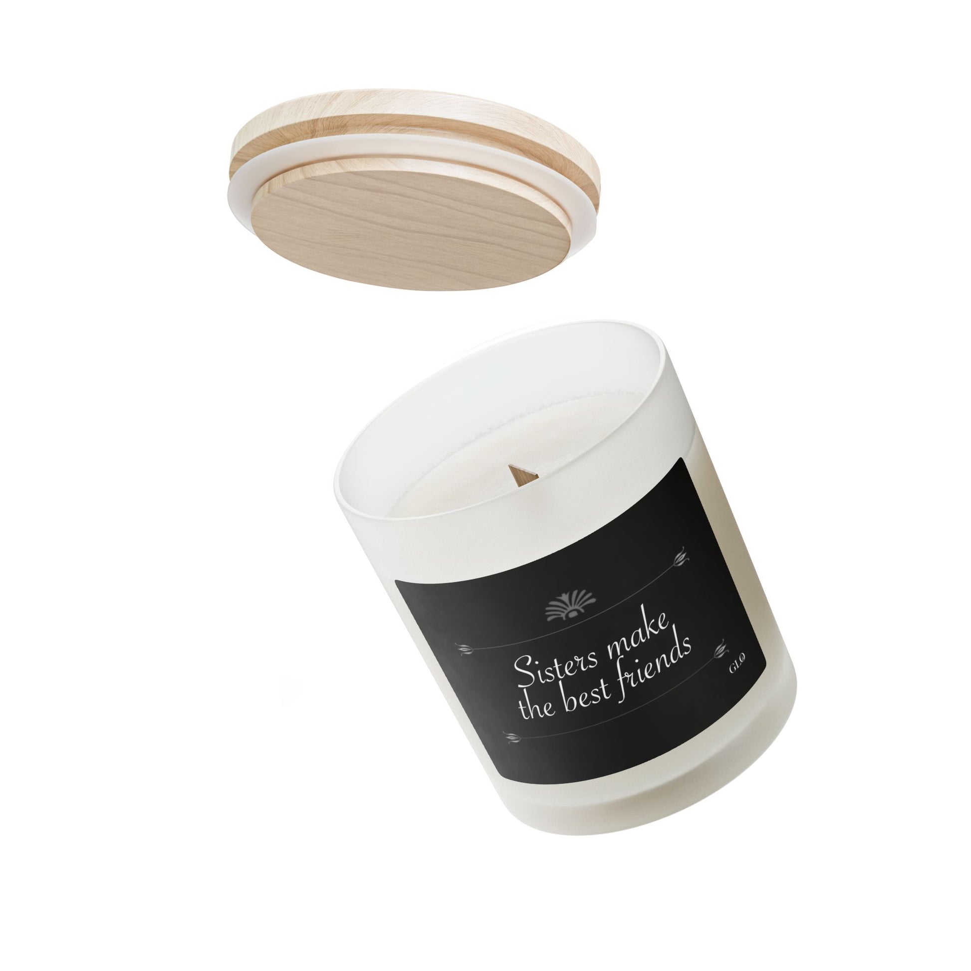 Frosted Glass Candle | "Sisters Make The Best Friends" (elegant) | 11oz