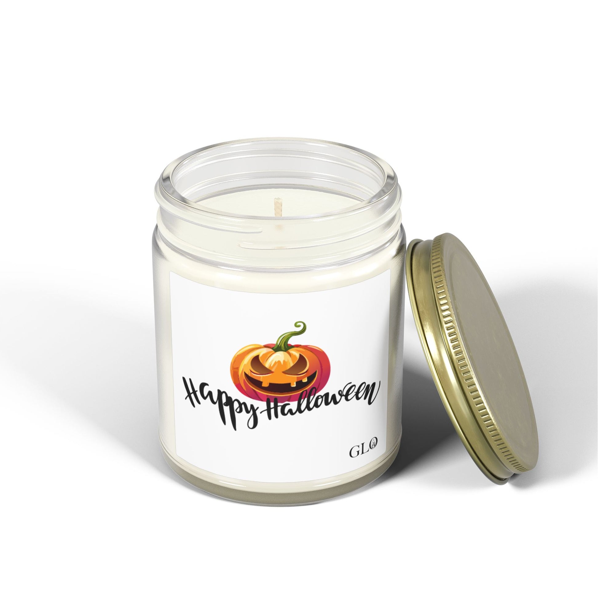 Glass Jar Candle | "Happy Halloween" with Jack-o-lantern | 4oz & 9oz