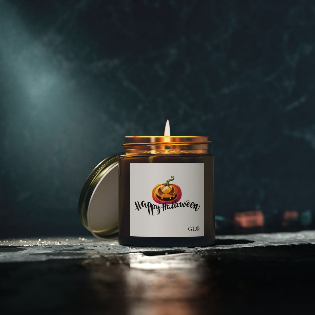 Glass Jar Candle | "Happy Halloween" with Jack-o-lantern | 4oz & 9oz