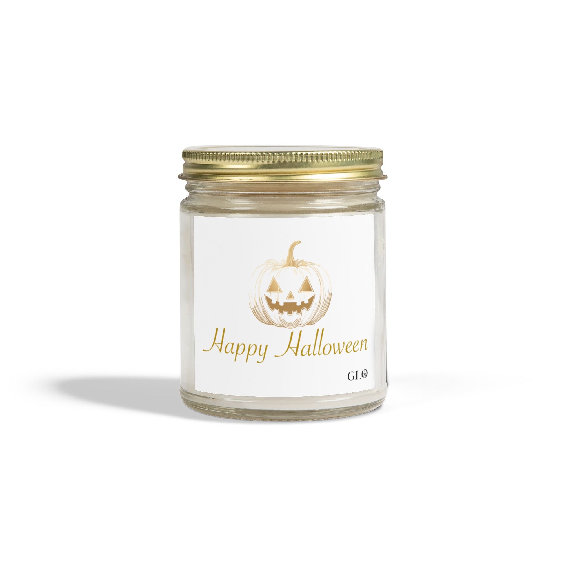Glass Jar Candle | "Happy Halloween" (elegant on white) | 4oz & 9oz