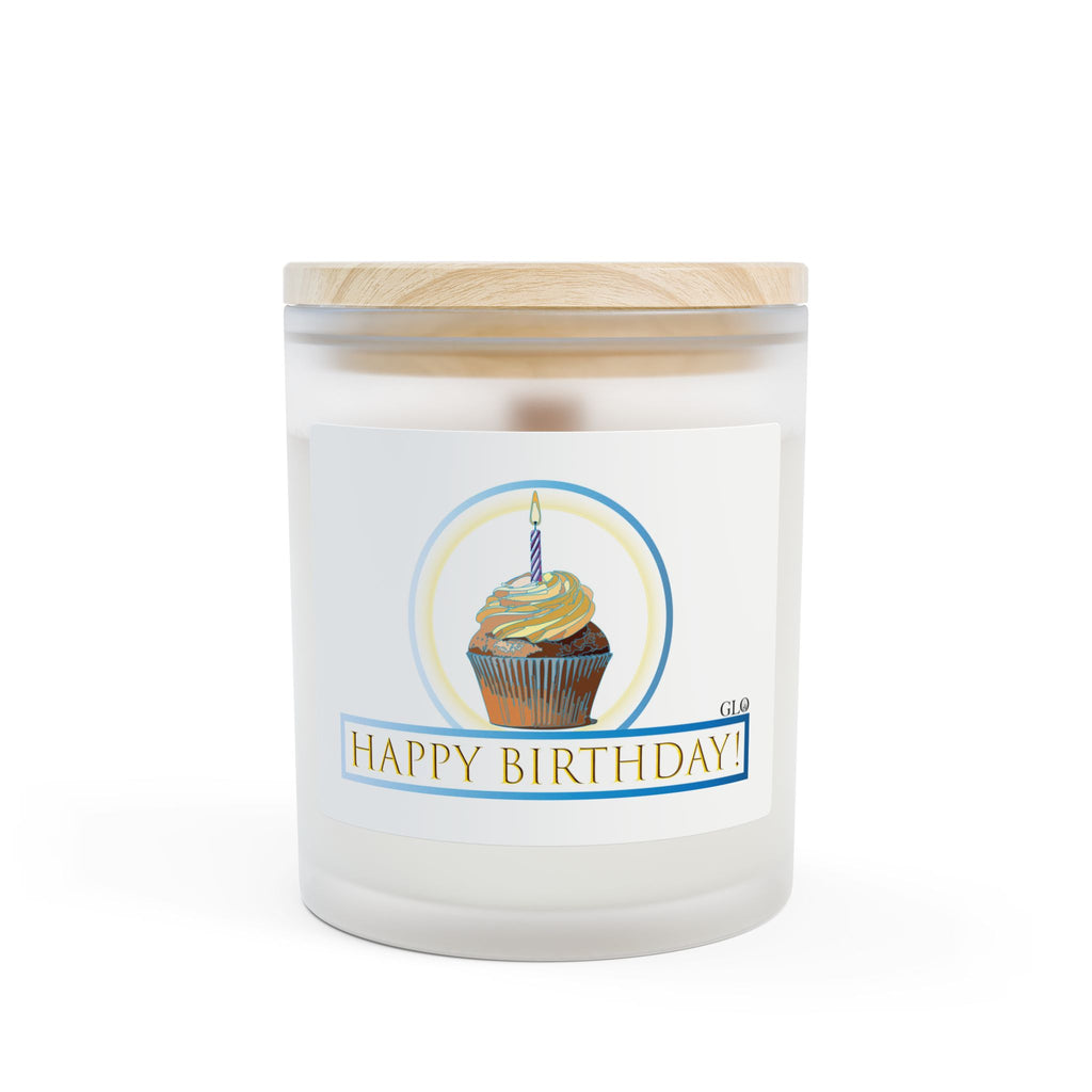 Frosted Glass Candle | "Happy Birthday" with cupcake | 11oz
