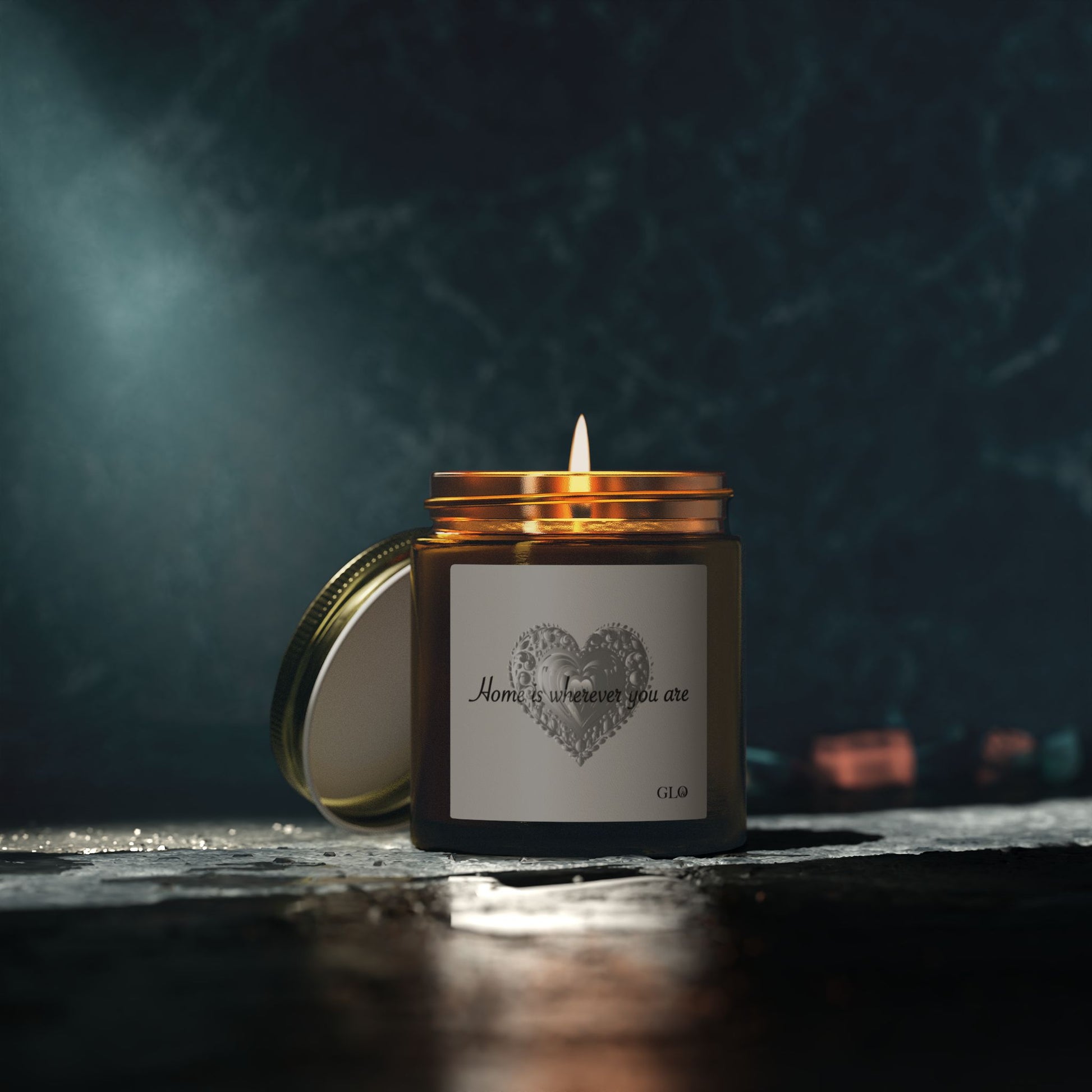 Glass Jar Candle | "Home is Wherever You Are" on Gray | 4oz & 9oz