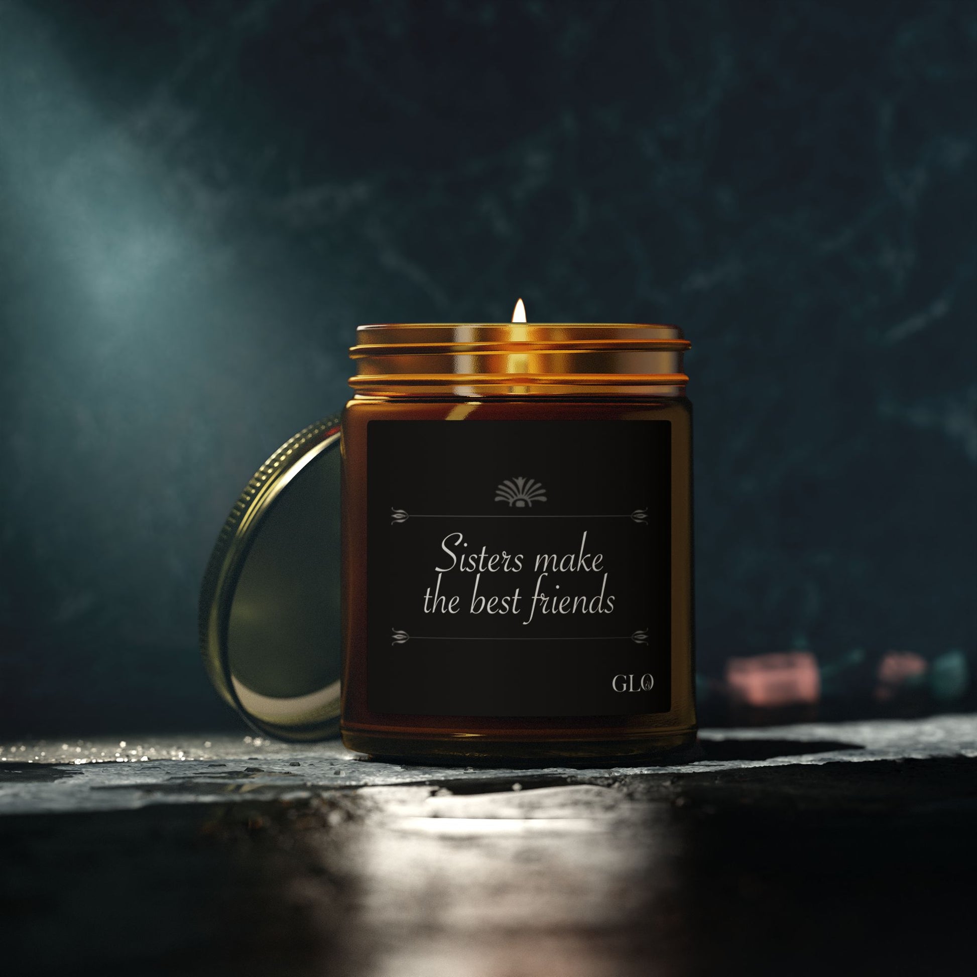 Glass Jar Candle | "Sisters make the best friends" (elegant) | 4oz & 9 oz