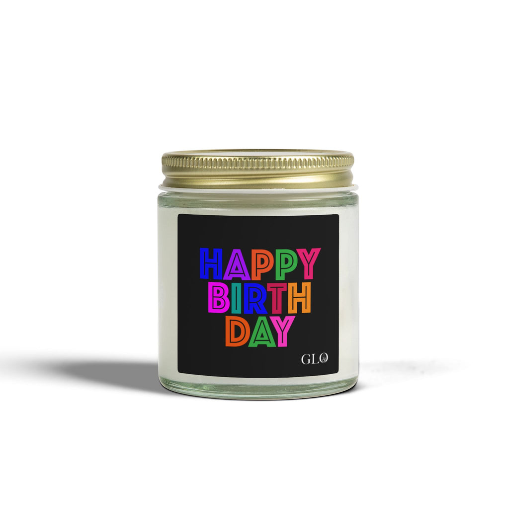 Glass Jar Candle | "Happy Birthday" on Black | 4oz/9oz