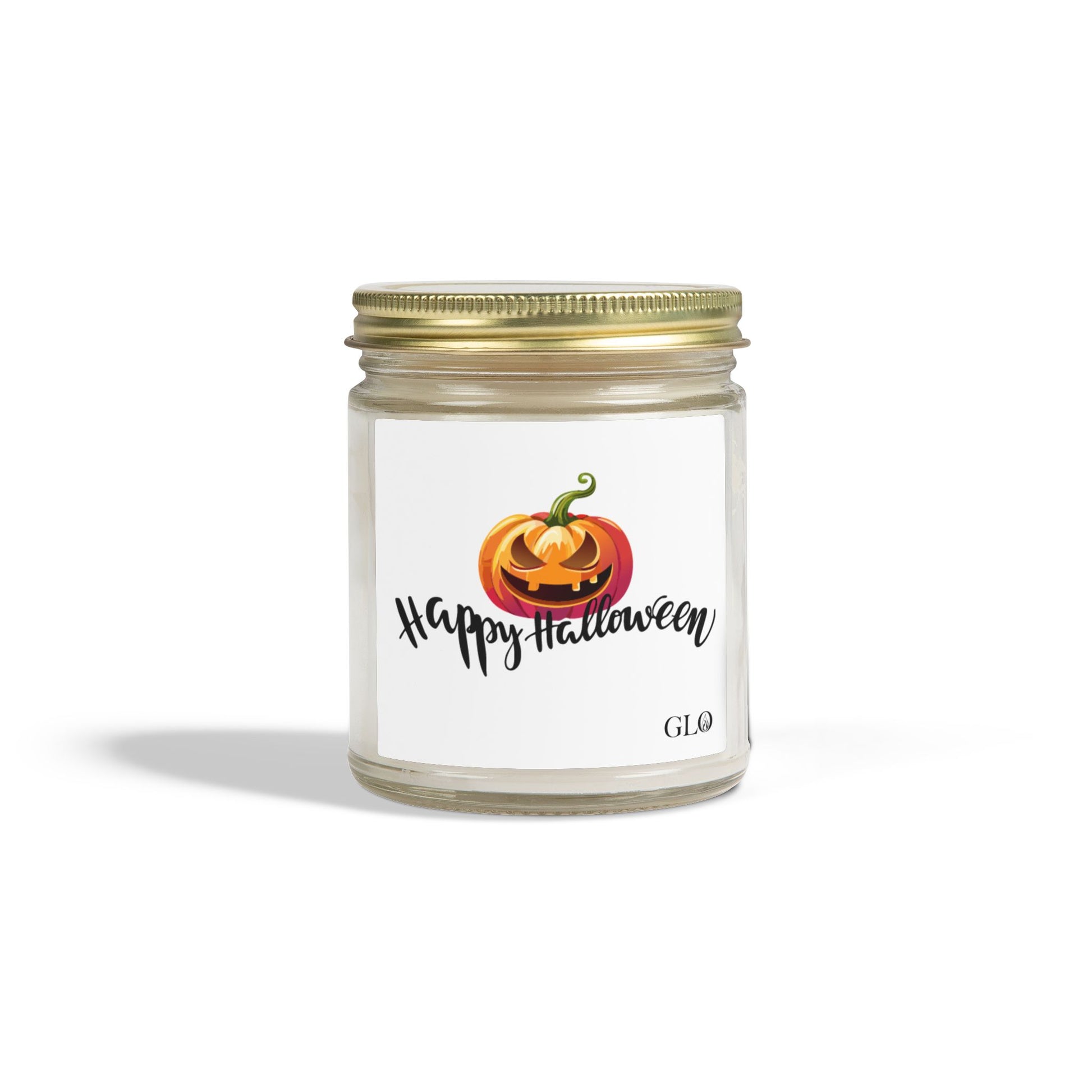 Glass Jar Candle | "Happy Halloween" with Jack-o-lantern | 4oz & 9oz