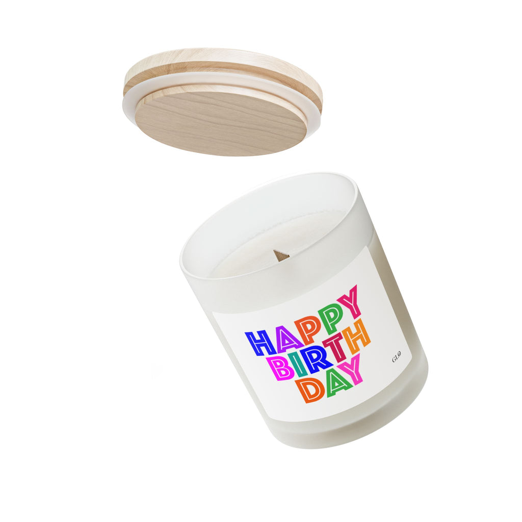 Frosted Glass Candle | "Happy Birthday" on white | 11oz