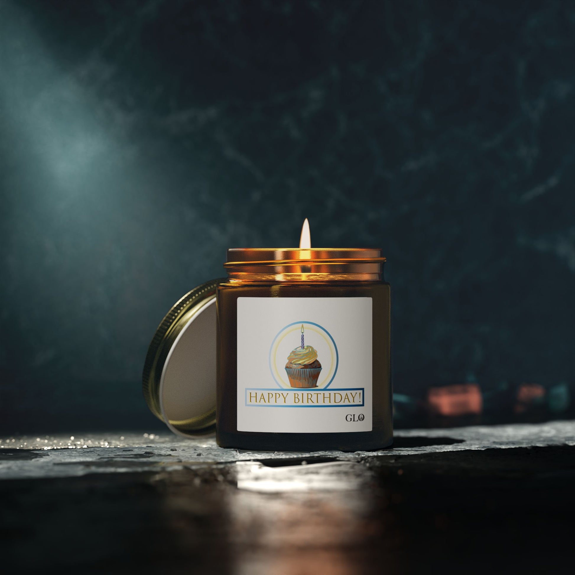 Glass Jar Candle | "Happy Birthday" with cupcake | 4oz & 9oz