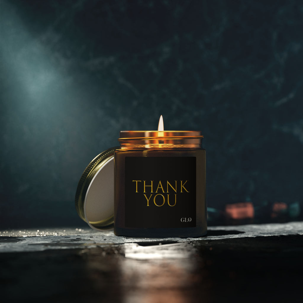 Glass Jar Candle | "Thank You" on black | 4 oz & 9 oz