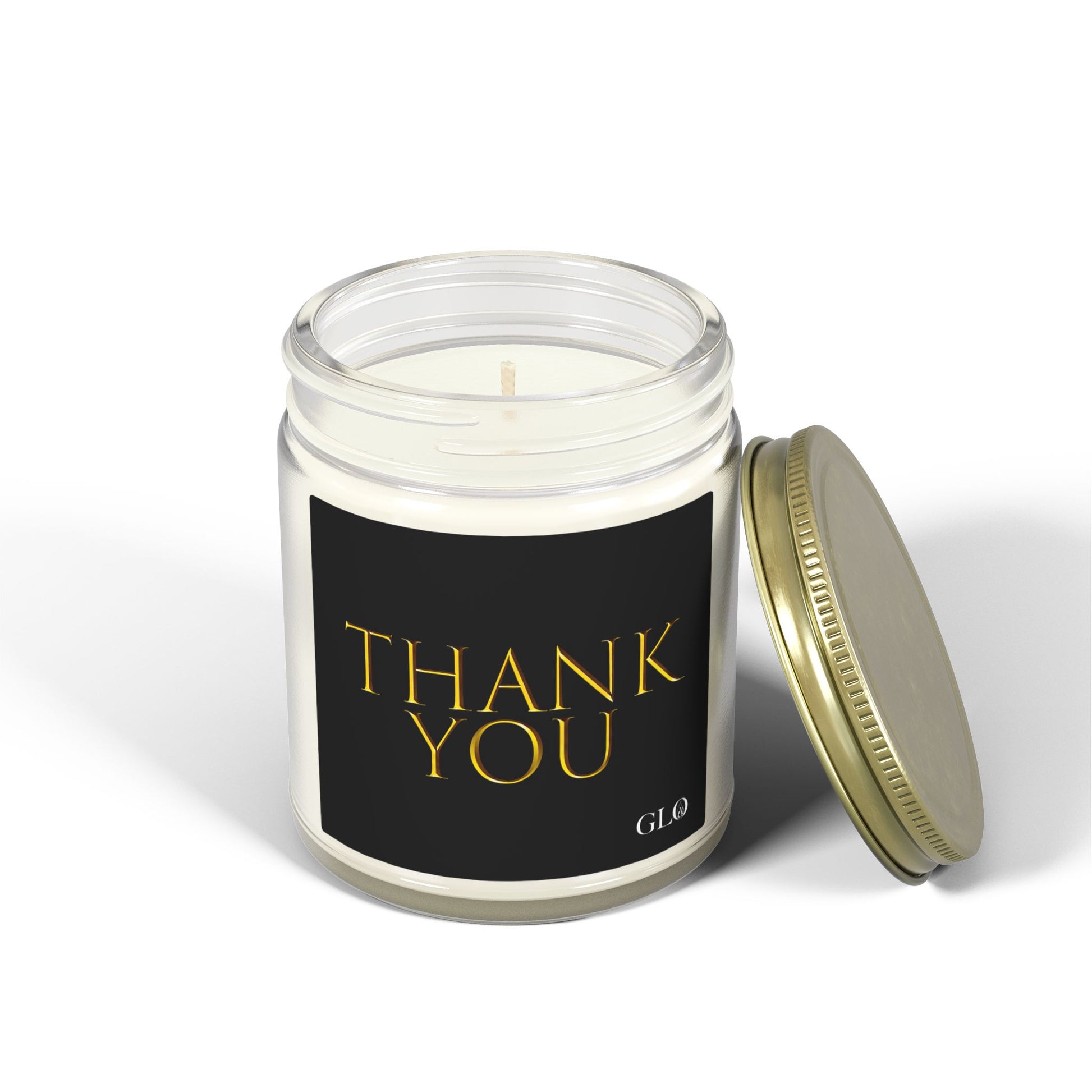 Glass Jar Candle | "Thank You" on black | 4 oz & 9 oz