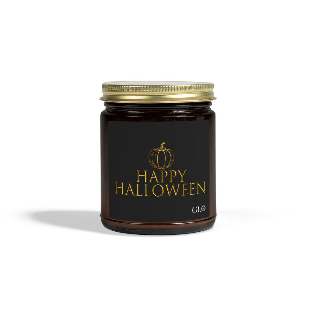 Glass Jar Candle | "Happy Halloween" (elegant on black) | 4oz & 9oz