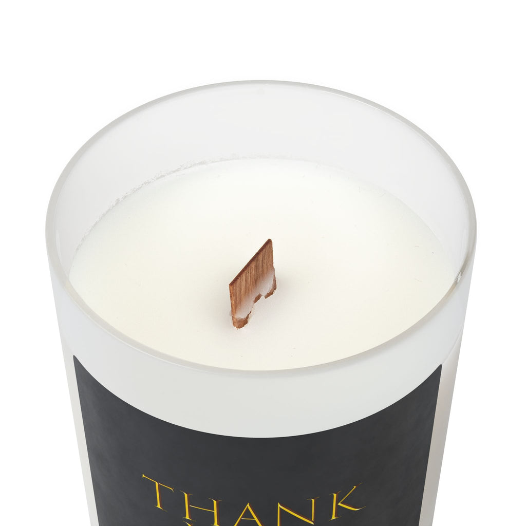 Frosted Glass Candle | "Thank You" on black | 11oz