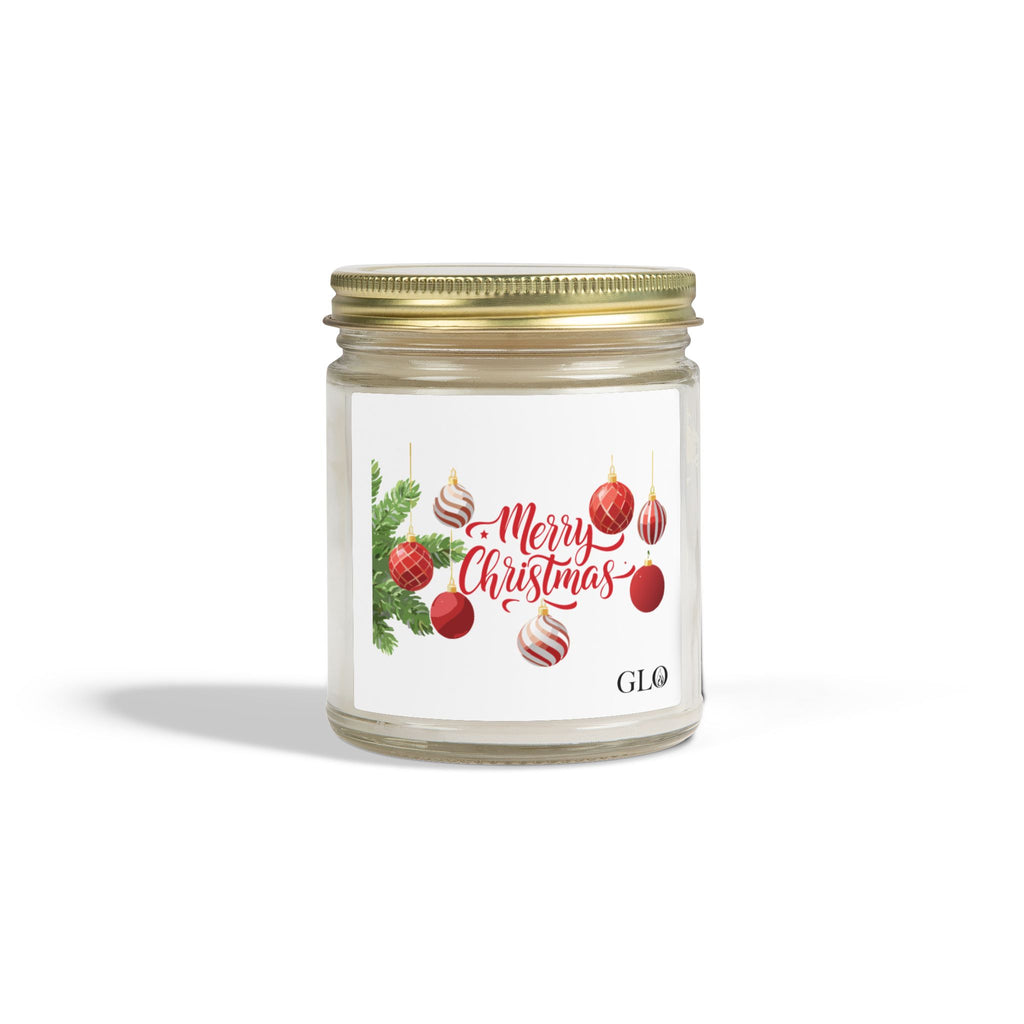 Glass Jar Candle | "Merry Christmas" with ornaments | 4oz & 9oz