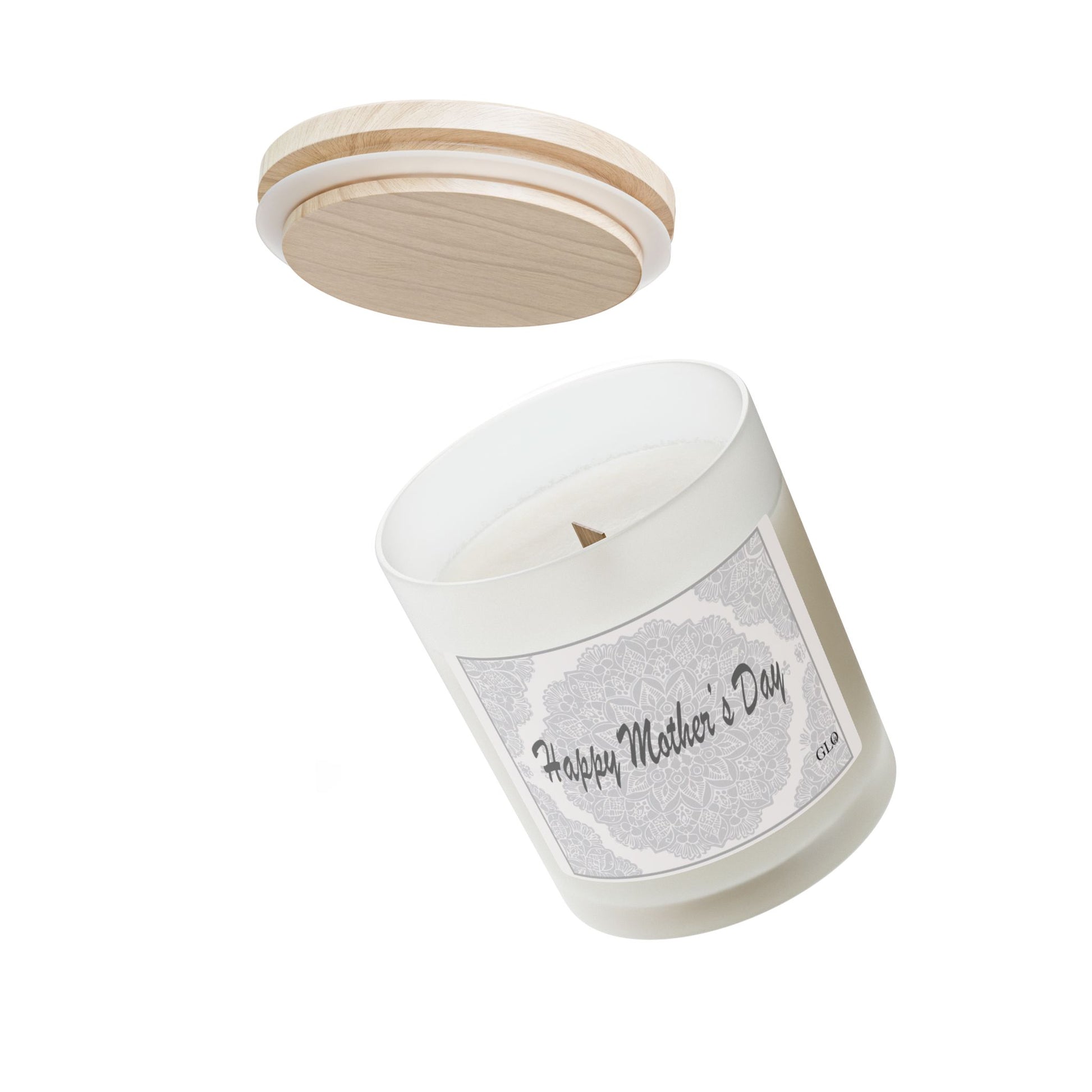 Frosted Glass Candle | "Happy Mother's Day" with lace | 11oz