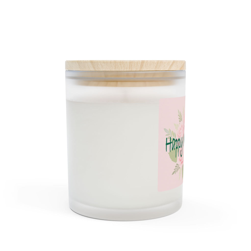 Frosted Glass Candle | "Happy Mother's Day" with pink roses | 11oz