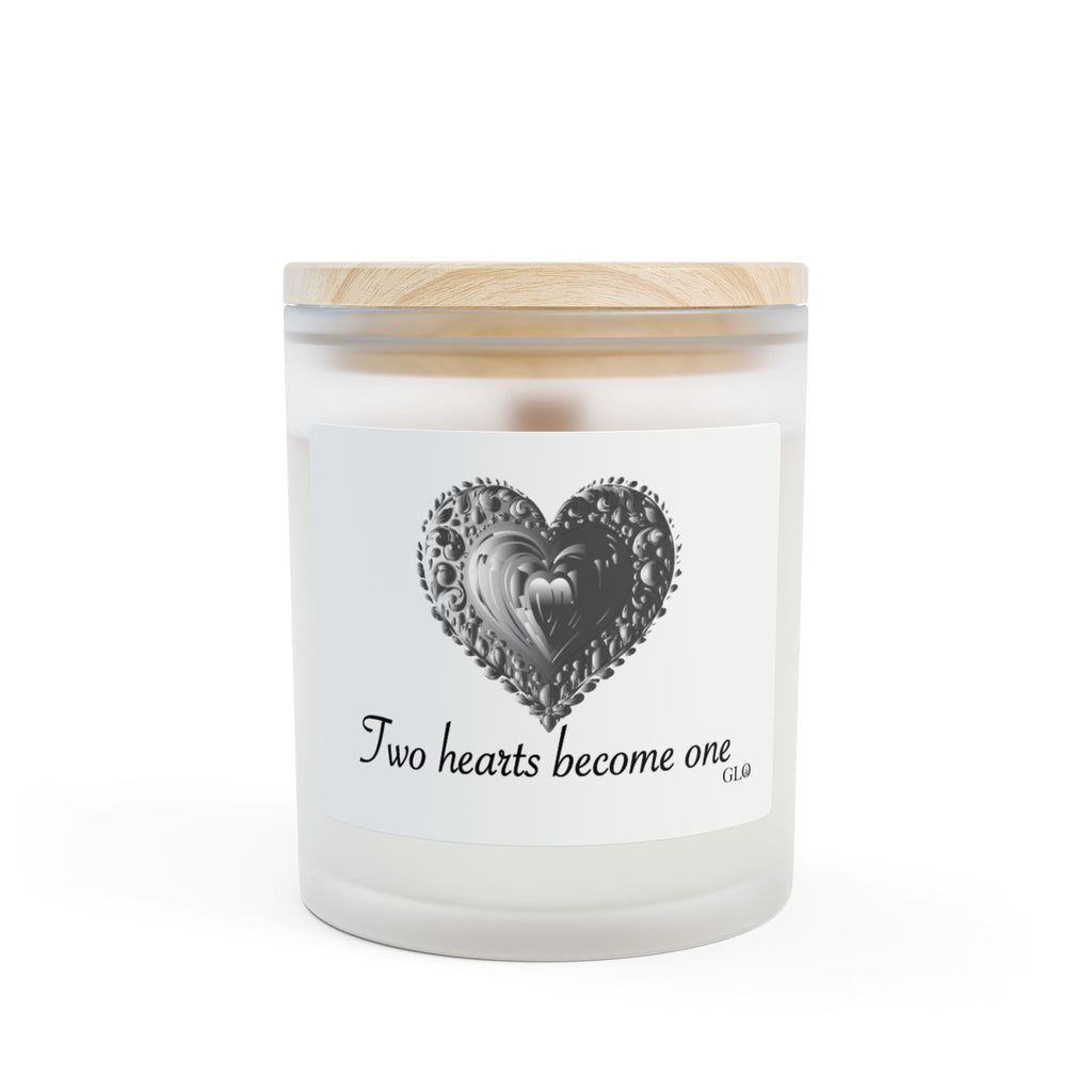 Frosted Glass Candle | "Two Hearts Become One" | 11oz