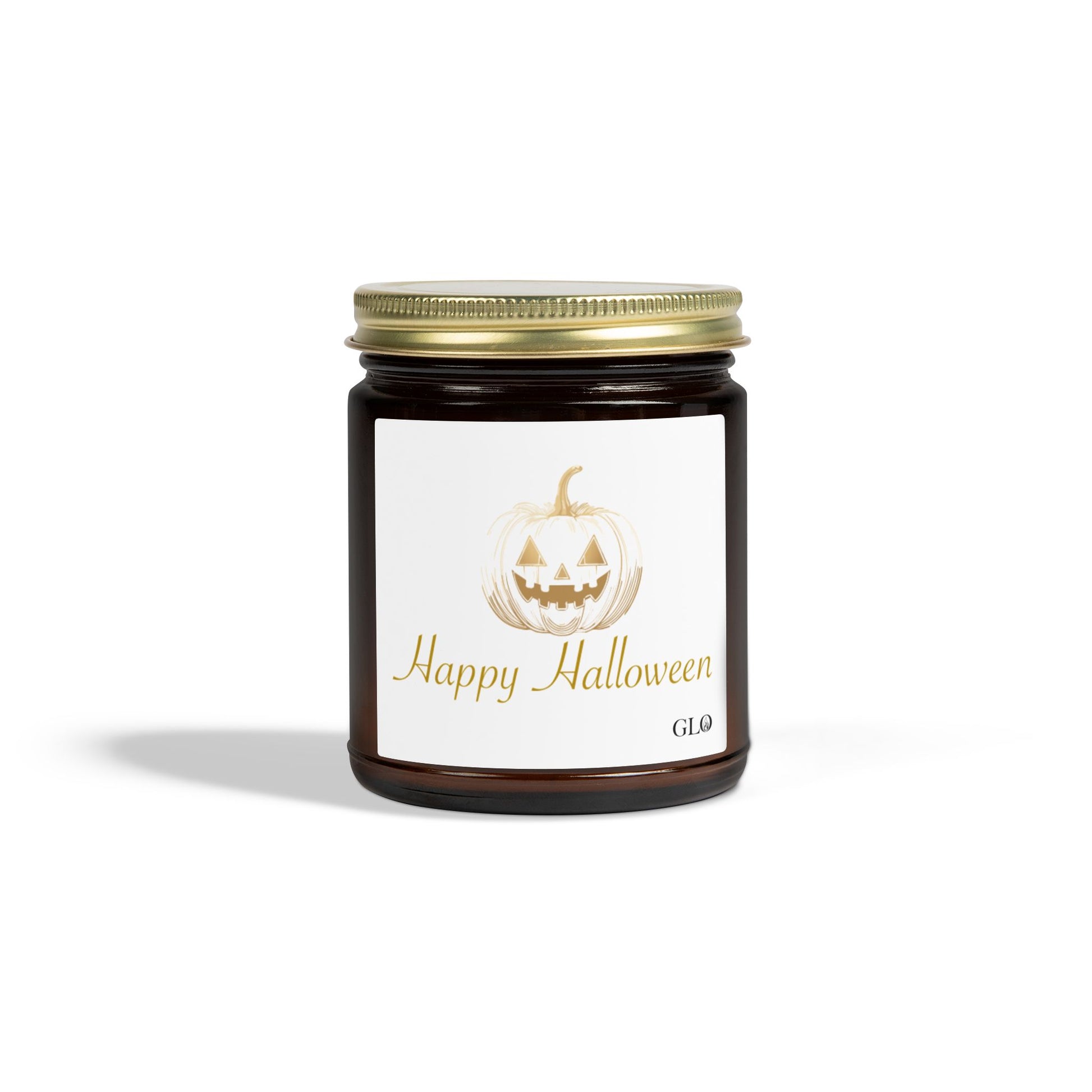 Glass Jar Candle | "Happy Halloween" (elegant on white) | 4oz & 9oz