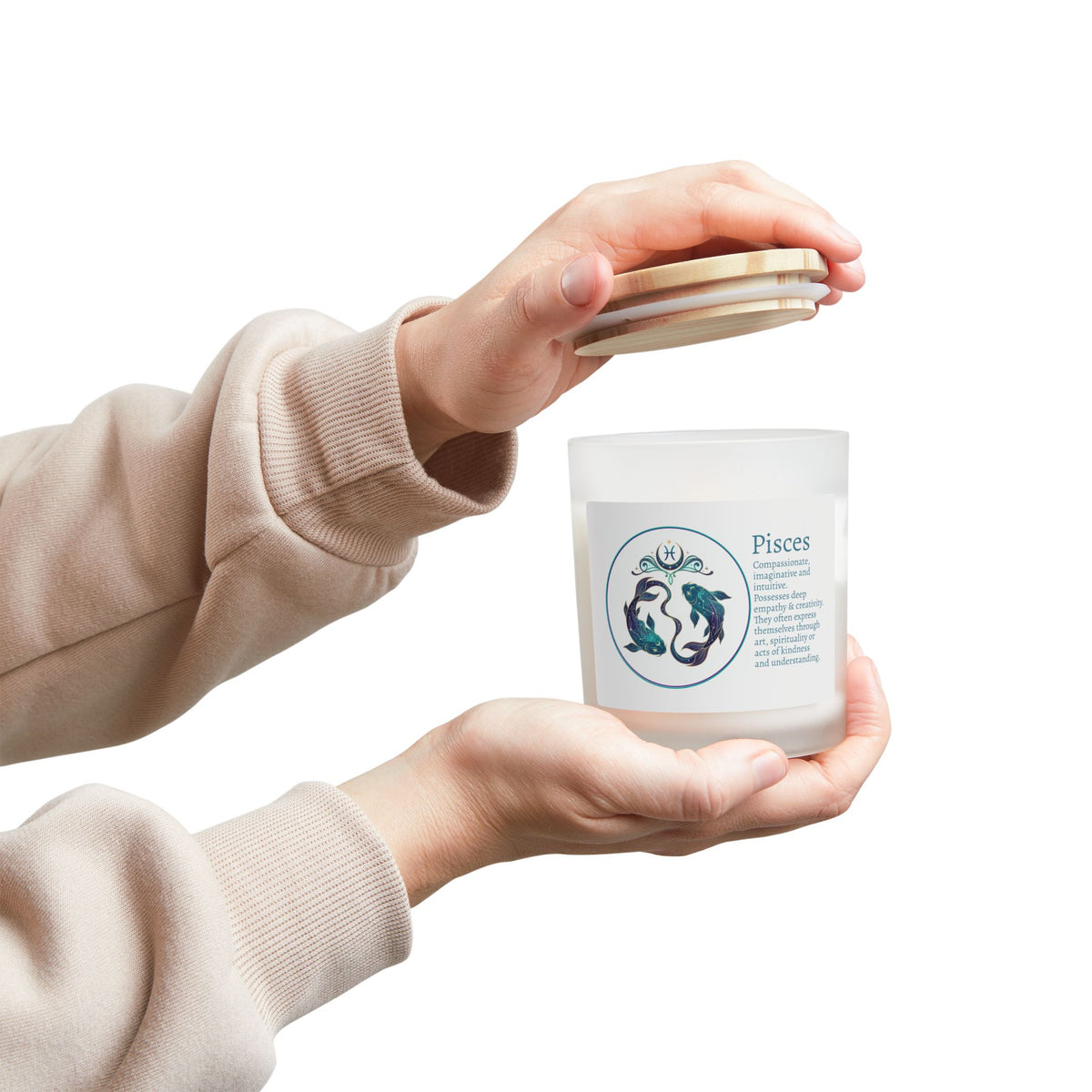 Frosted Glass Candle | Pisces Zodiac | 11oz