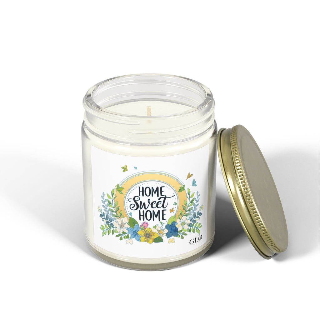 Glass Jar Candle | "Home Sweet Home" with flowers | 4oz & 9oz