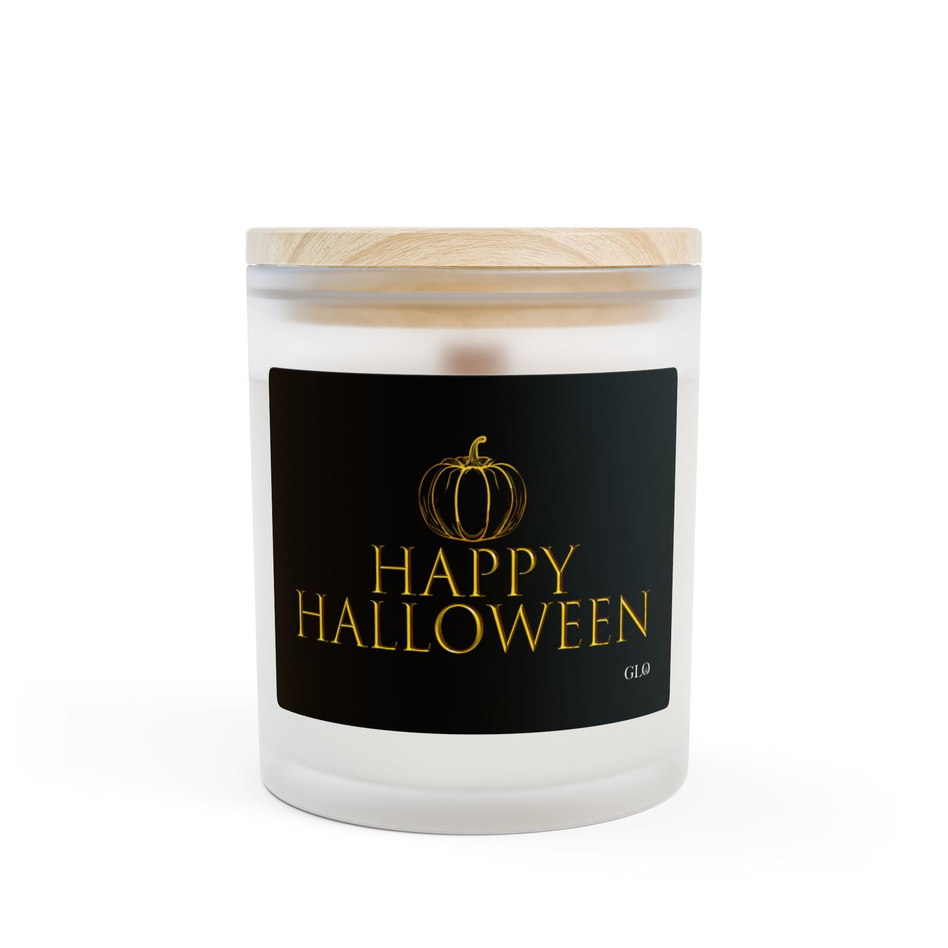 Frosted Glass Candle | "Happy Halloween" (Elegant Black Label) | 11oz